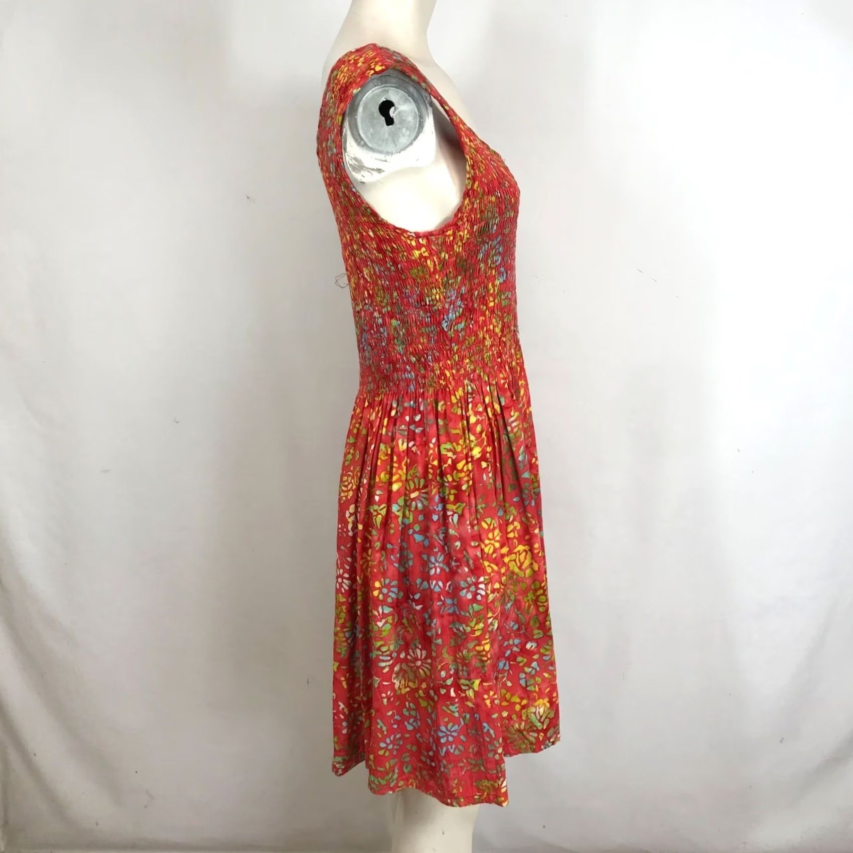 Vintage GO FISH Women's M Red Sleeveless Round Neck Stretch Top Fit & Flare Sundress Size M / US 6-8 / IT 42-44 - 4 Thumbnail