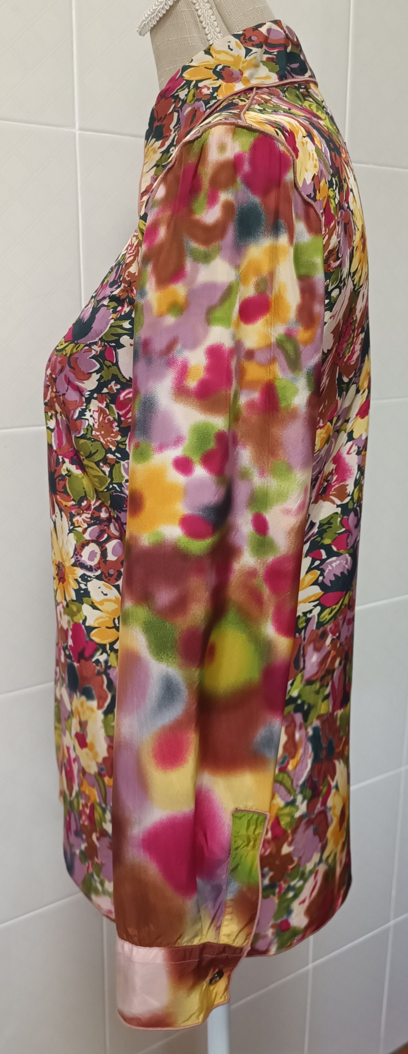 Jean Paul Gaultier SS2001- Satin flower tie-dye shirt Size M / US 6-8 / IT 42-44 - 10 Thumbnail