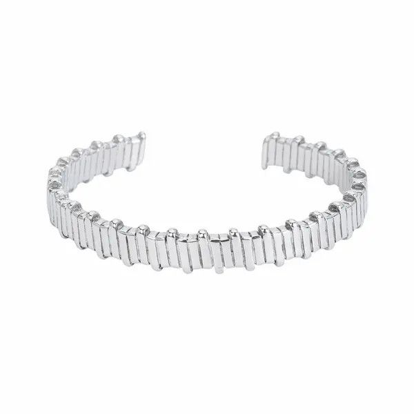 Jewelry Broken Silver Cuff – Wide Cold Wind Bracelet, Unisex Size ONE SIZE - 5 Thumbnail
