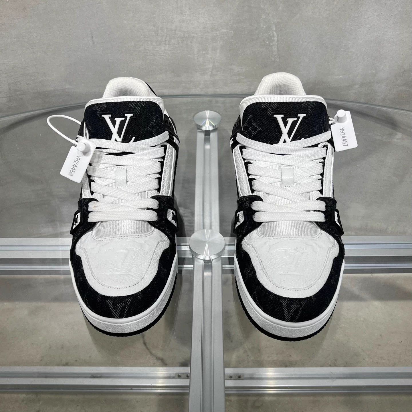 Louis Vuitton LV Trainer Black White Denim UK6.5/40.5 Size US 8.5 / EU 41-42 - 1 Thumbnail