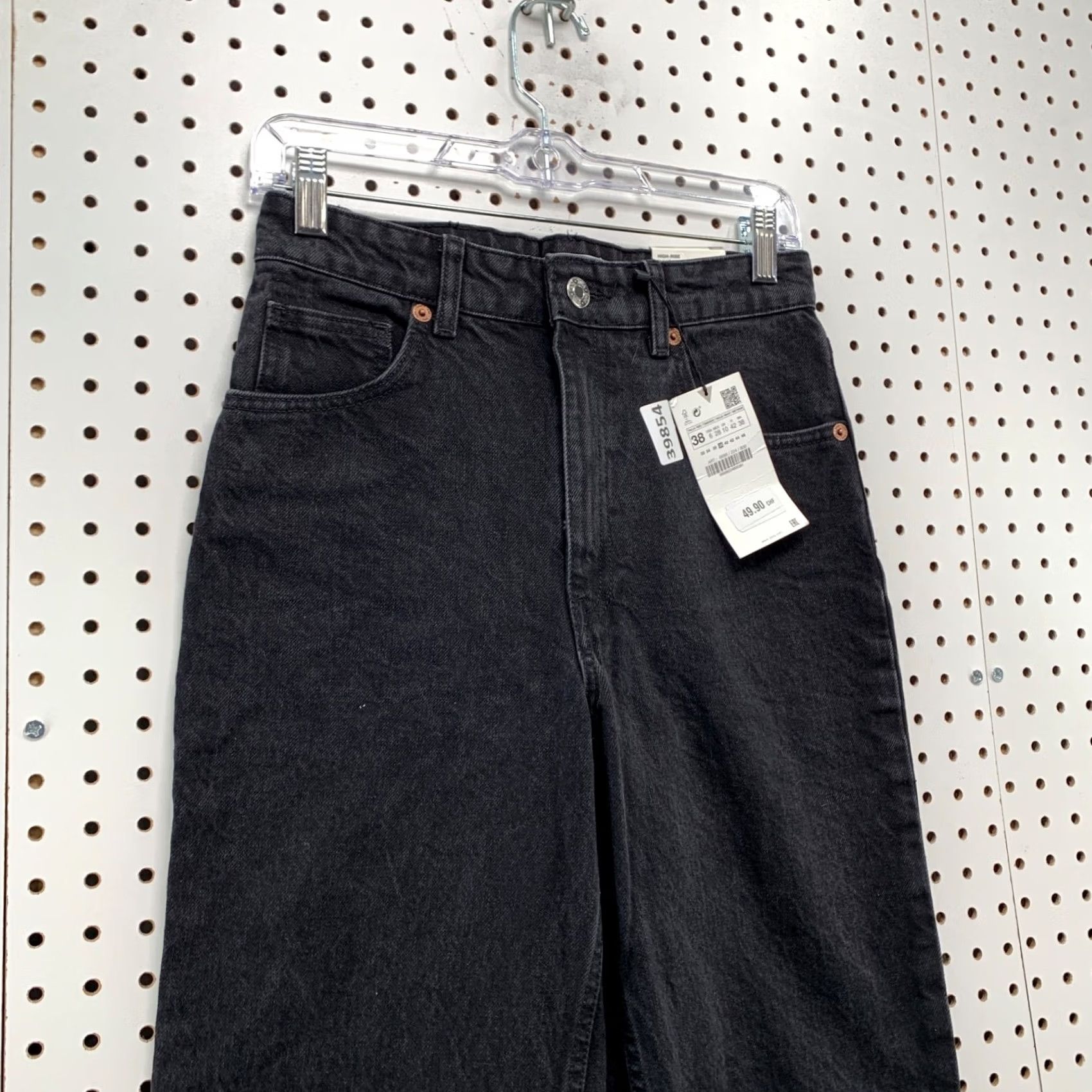 Zara Zara Jeans Womens Size 6 Fits 27x33 Black Denim High Rise Wide Leg New NWT Size 28" / US 6 / IT 42 - 7 Thumbnail