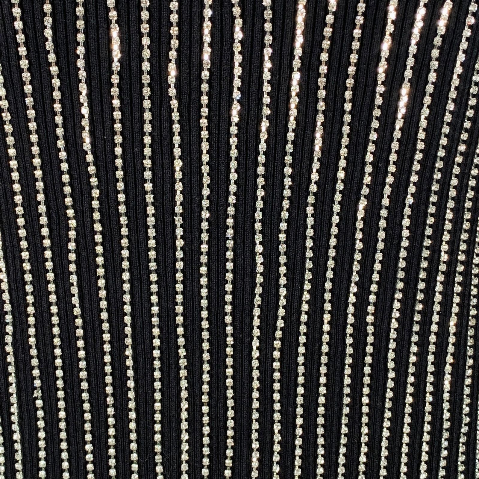 Other Asymmetrical Rhinestone Black Silver Cotton Cocktail Dress Size M / US 6-8 / IT 42-44 - 2 Thumbnail