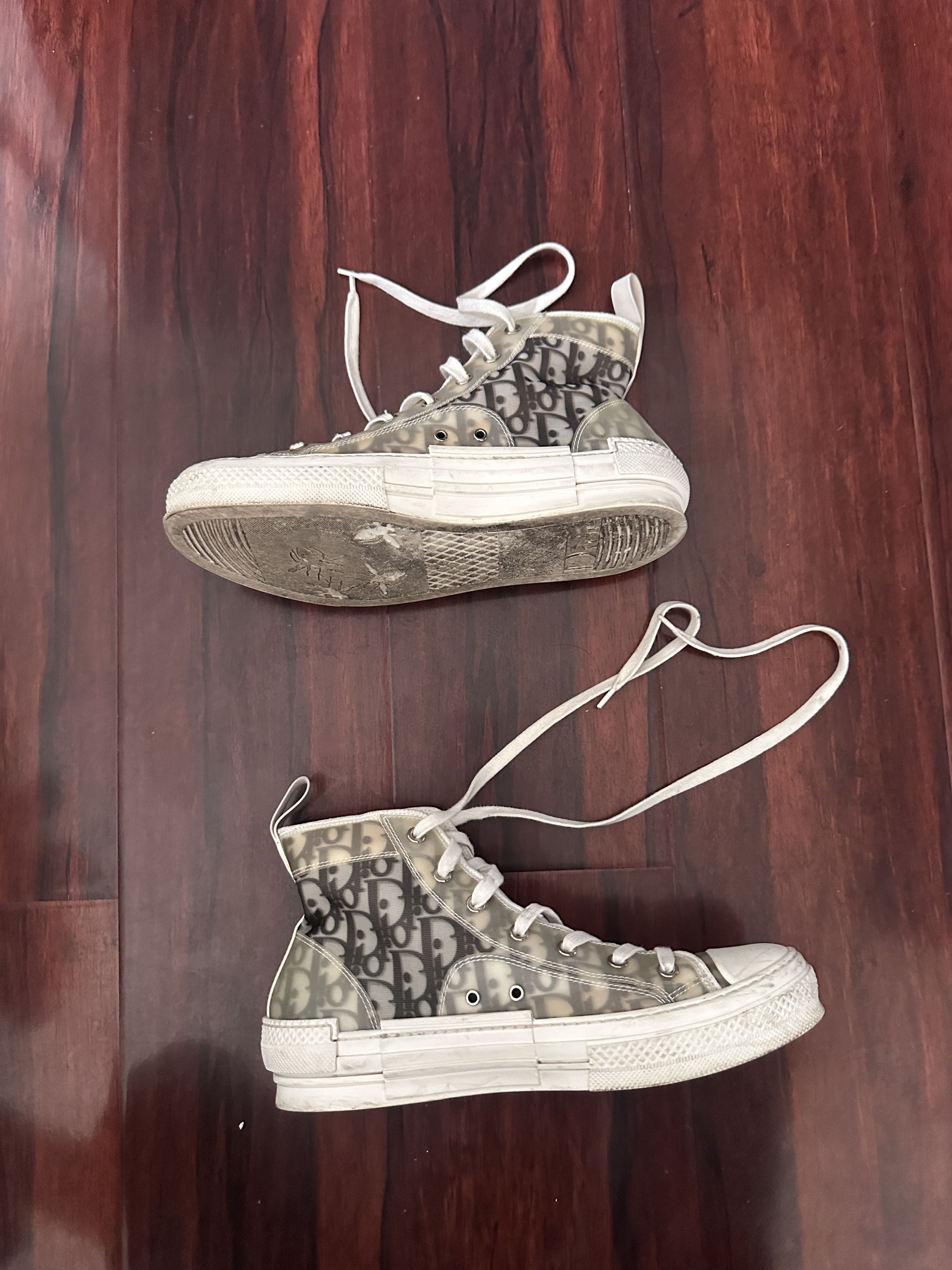Dior DIOR B23 High Top Sneaker White/Black Full Logo 41 Size US 8 / IT 38 - 3 Thumbnail