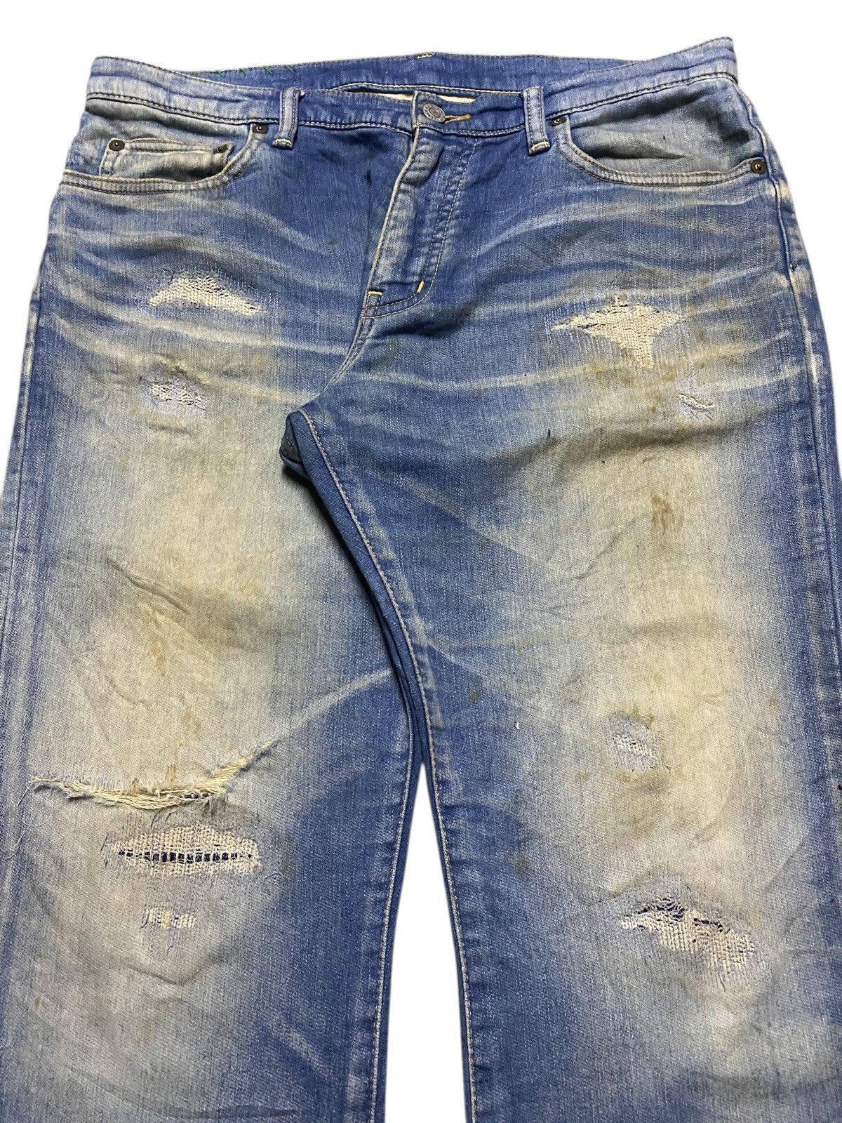 Japanese Brand Rare vintage RH Jeans navy & white denim straight leg jeans Size US 33 - 3 Thumbnail