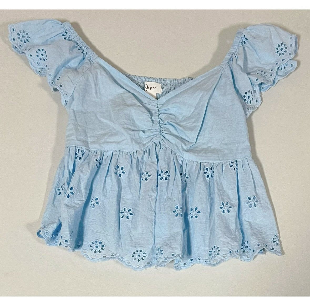 Japan Blue Japna Blue Eyelet Floral Babydoll Shirt Top Blouse Size S 🩵 Size S / US 4 / IT 40 - 3 Thumbnail