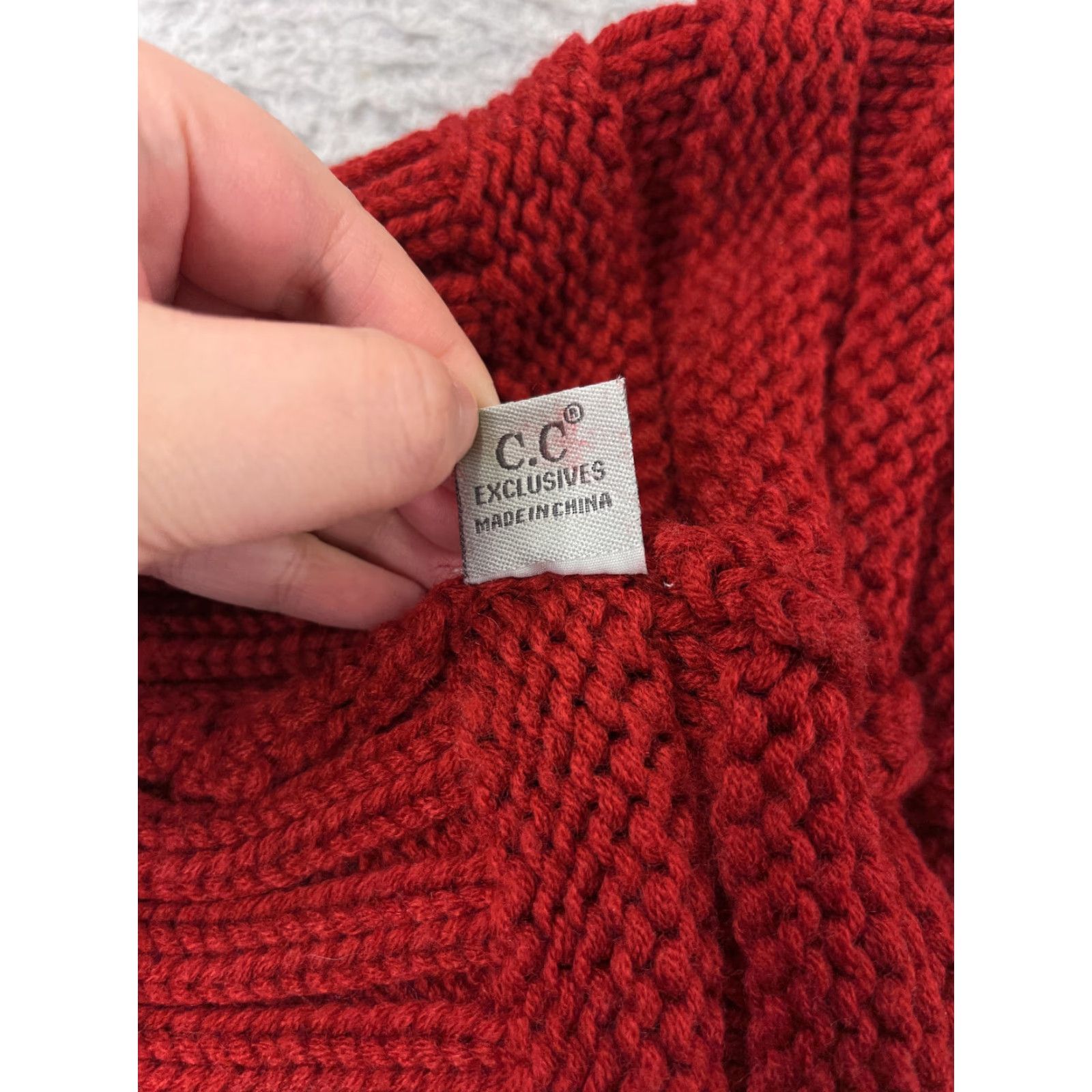 Vintage C.C Exclusive Beanie Womens One Size Red Knit 100% Acrylic Winter Ski Size ONE SIZE - 7 Thumbnail