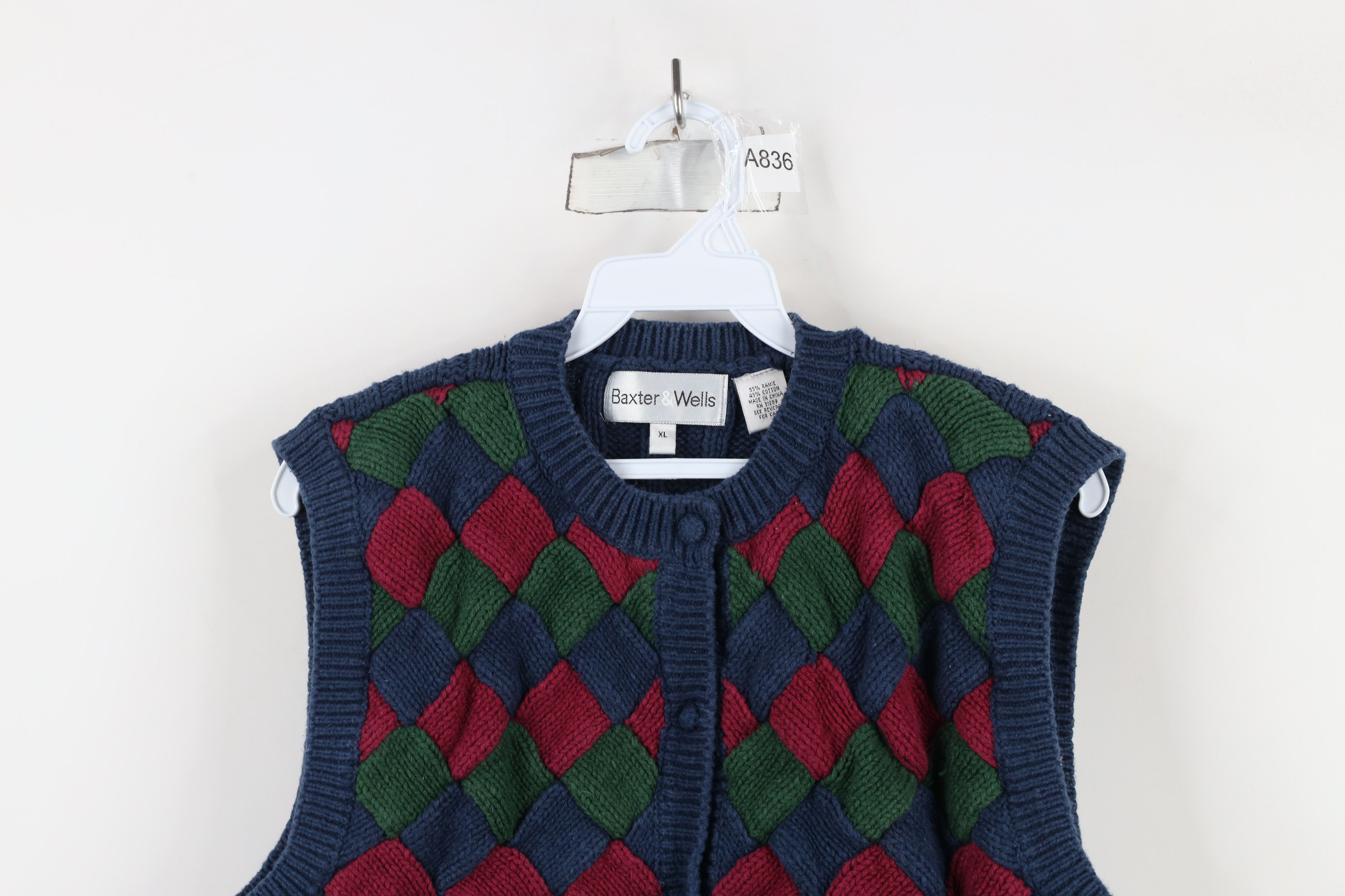 Vintage Vintage 90s Streetwear Heavyweight Checkered Sweater Vest Size XL / US 12-14 / IT 48-50 - 2 Thumbnail