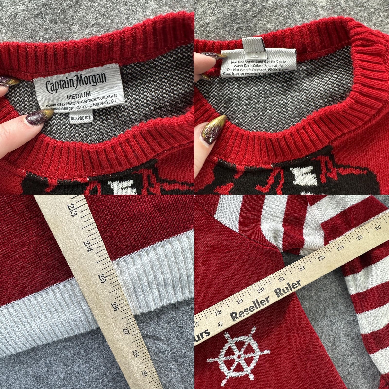 Vintage Captain Morgan Sweater Mens Medium Red White Pirate Ugly Christmas Rum Skull Size US M / EU 48-50 / 2 - 8 Thumbnail