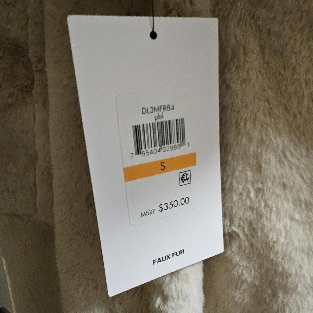 DKNY DKNY Women Faux Fur Coat Cream Plush Luxe Lined Vegan Size S / US 4 / IT 40 - 3 Thumbnail