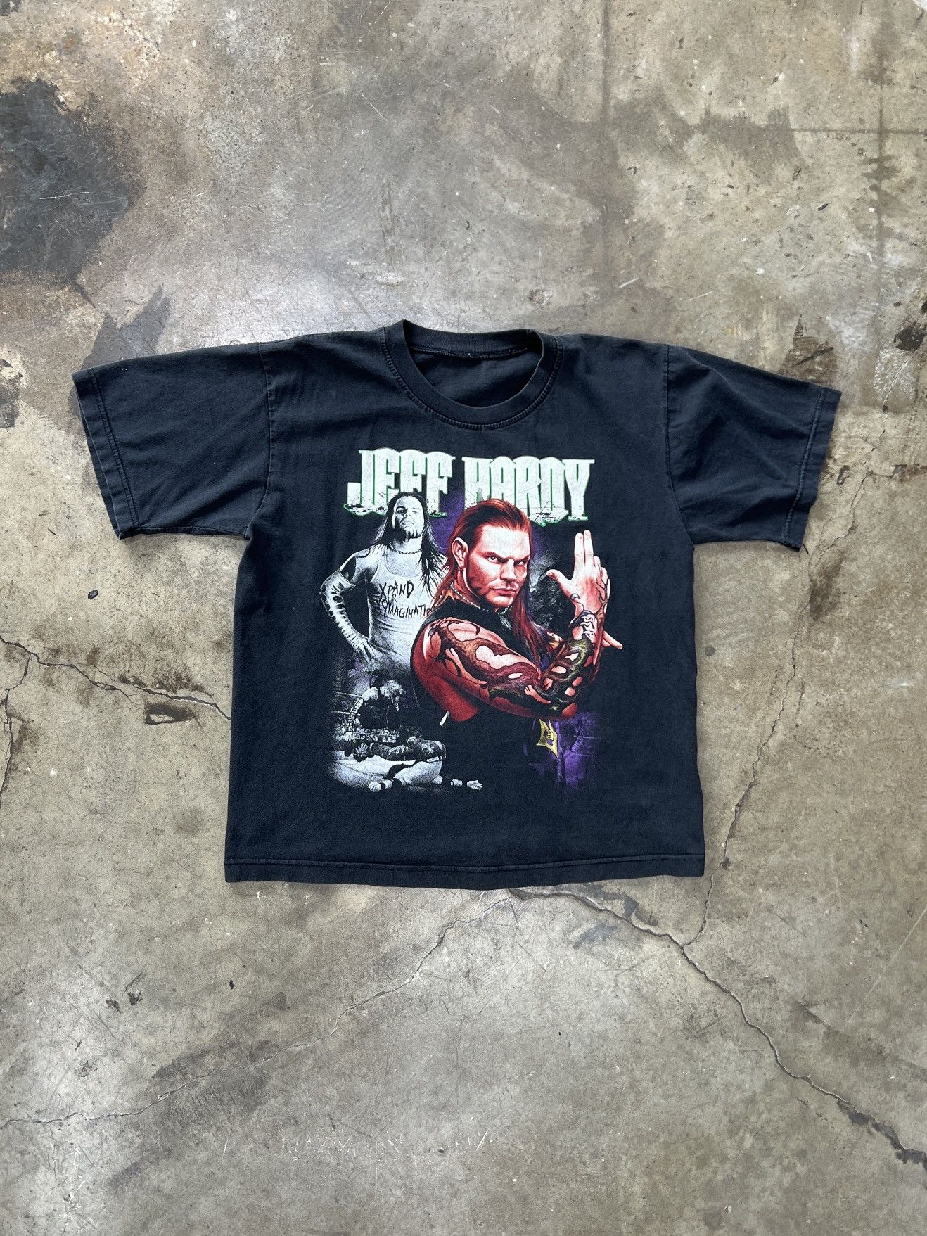 WWF Vintage Jeff Hardy Wrestling Portrait Rap style Tee Medium Size US M / EU 48-50 / 2 - 2 Thumbnail