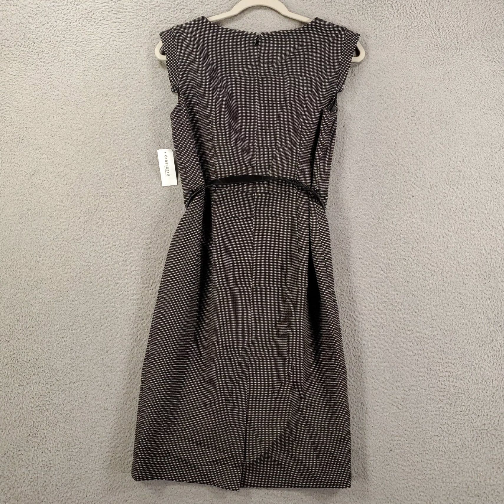 Vintage New Dress Womens Sze 4 Black Micro Polka Dot Belted Lined V Neck NWT Size S / US 4 / IT 40 - 7 Thumbnail