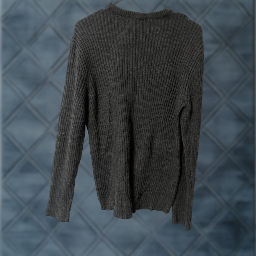 Vintage Aéropostale Slim Fit Sweater Mens M Gray Dark Solid Pullover Acrylic Knit Style Crew Neck Logo Casual Size US M / EU 48-50 / 2 - 1 Thumbnail