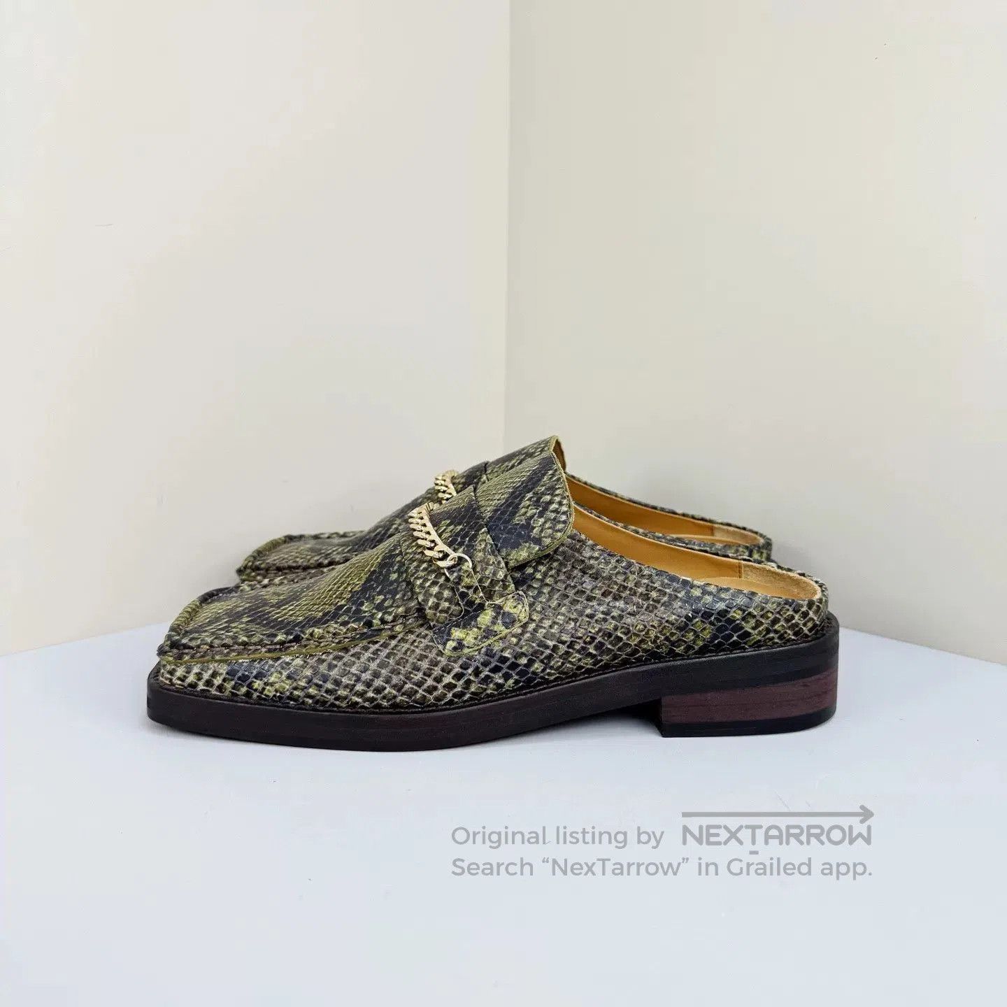 Martine Rose Martine Rose Snake Print Chain Square-Toe Loafers. Size US 7 / IT 37 - 2 Thumbnail