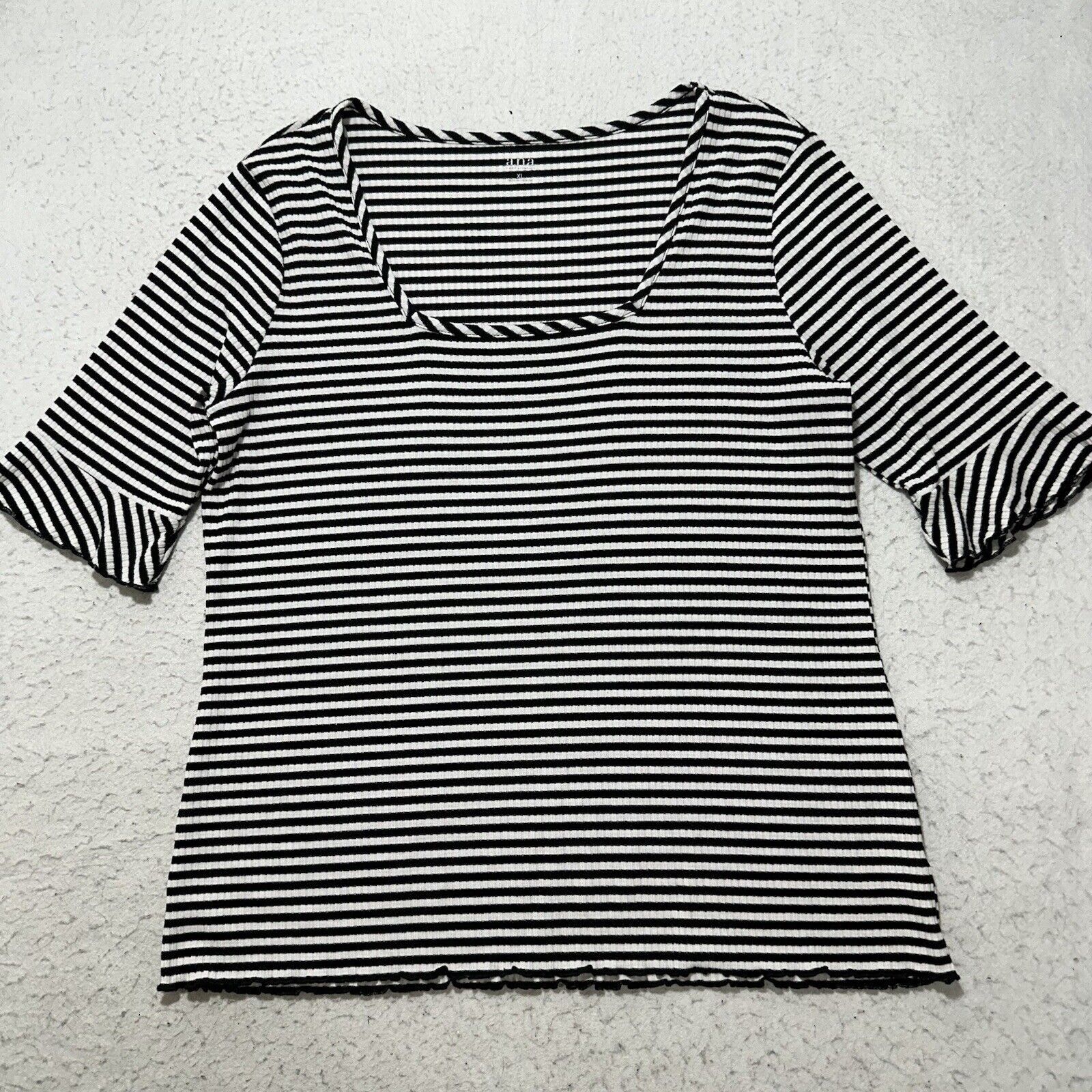 Other a.n.a. XL Square Neck Stretch T Shirt Top Black White Stripe Size XL / US 12-14 / IT 48-50 - 1 Thumbnail