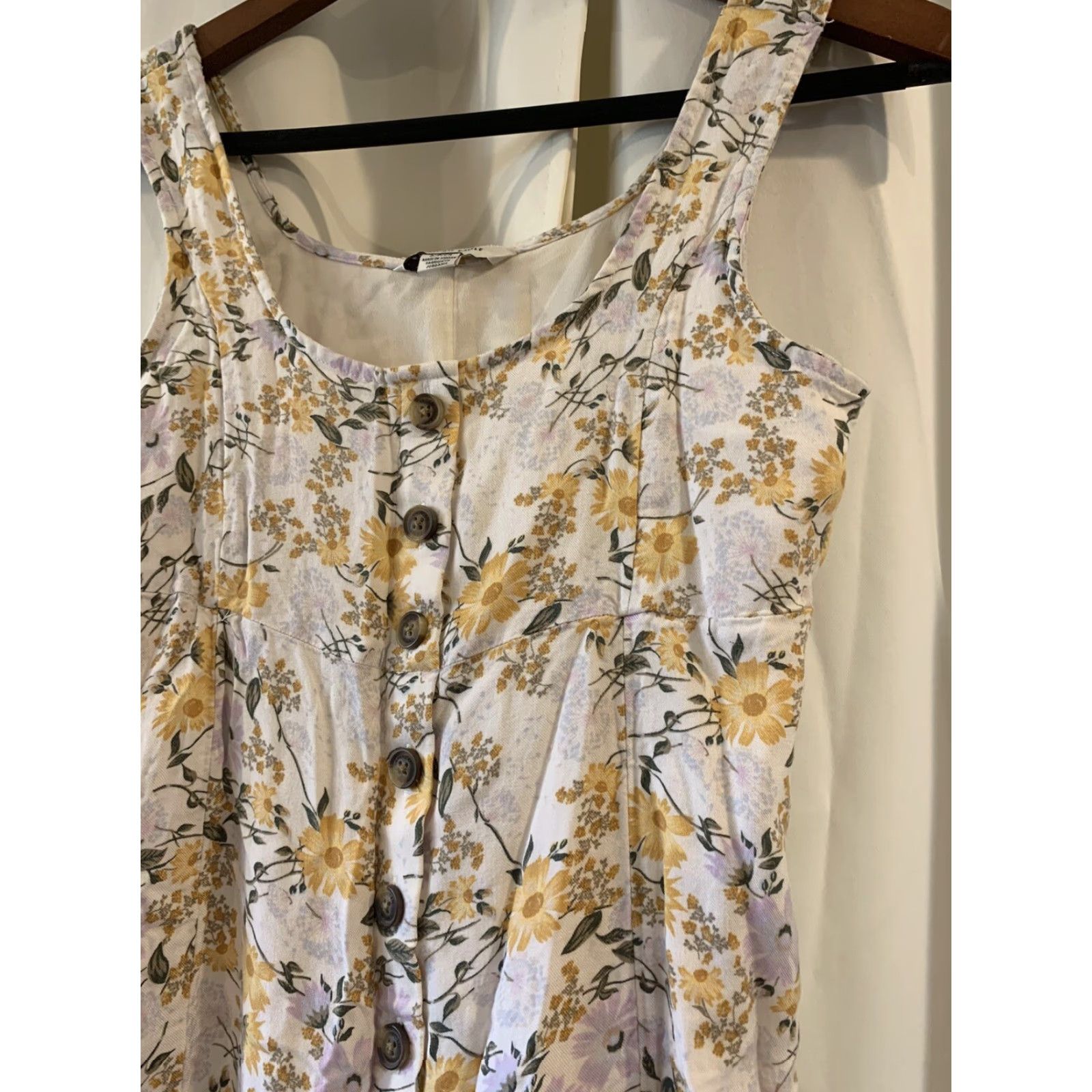 American Eagle Outfitters American Eagle Floral Tie Front Button Mini Dress Small Woman S Green Size S / US 4 / IT 40 - 2 Thumbnail