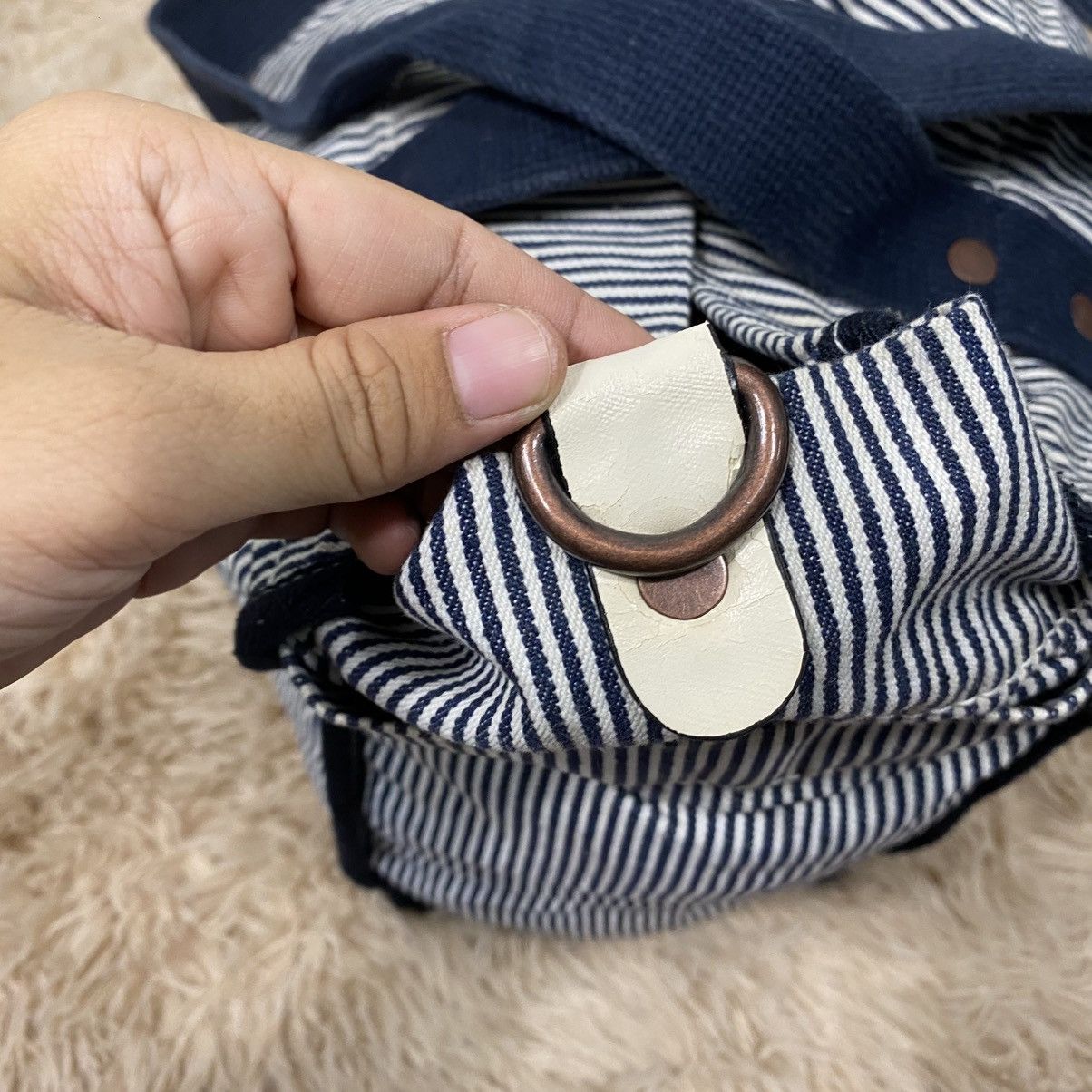 Japanese Brand 📌Vintage Striped Design Chore Bag Gap Hickory Issey Miyake Size ONE SIZE - 10 Thumbnail