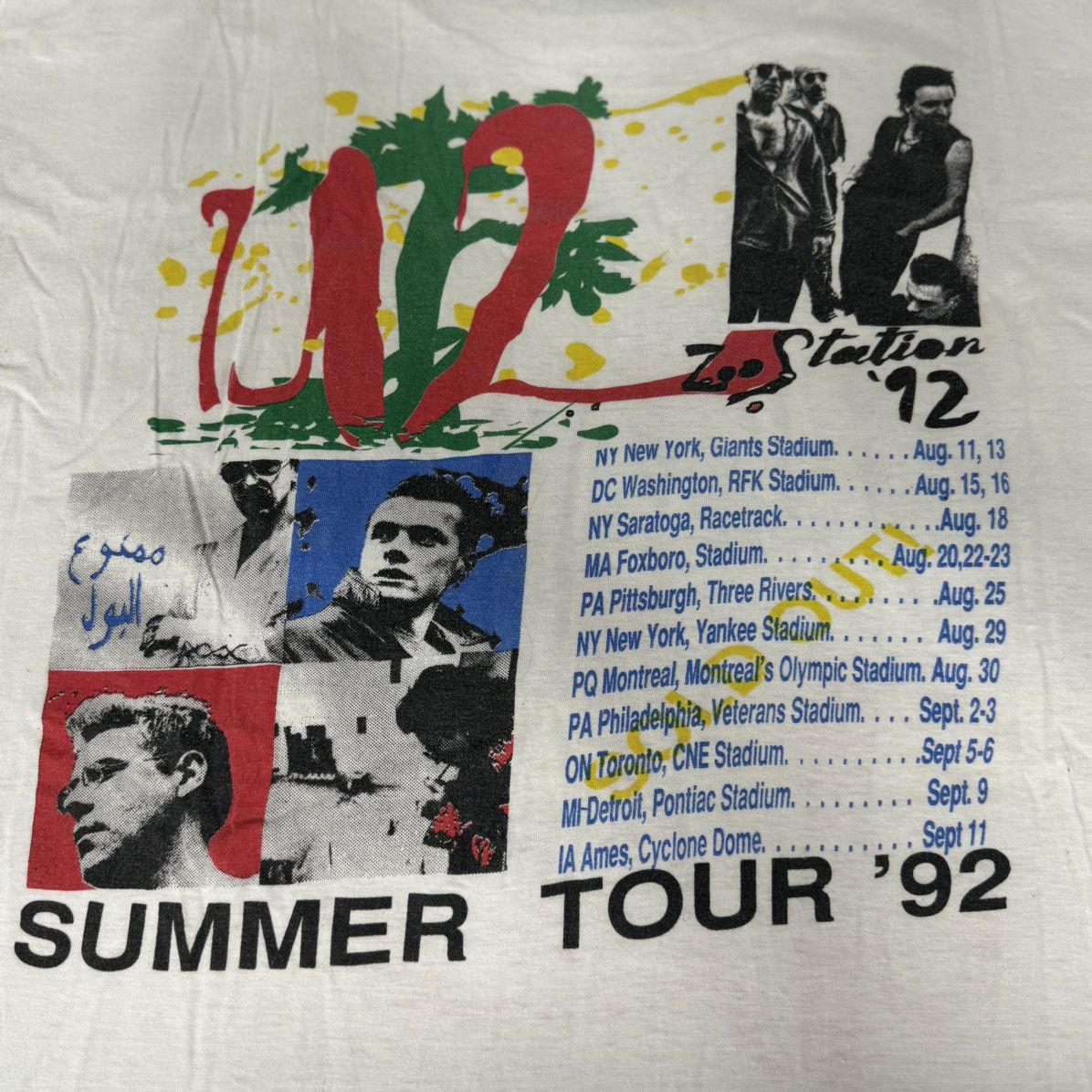 Band Tees × Vintage VINTAGE 1992 U2 TOUR BAND TEE Size US XL / EU 56 / 4 - 5 Thumbnail