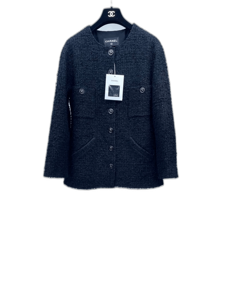 Chanel Classic Round Neck Black Jacket -2505 Size US L / EU 52-54 / 3 - 1 Thumbnail