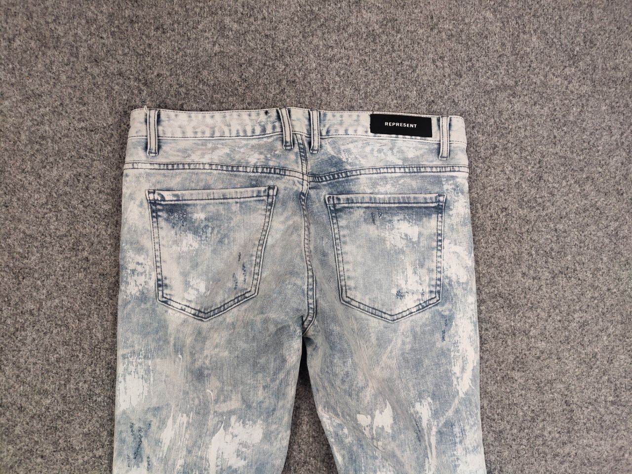 Represent Clo. Represent Design Blue Distressed Painted Denim Slim Jeans Size US 34 / EU 50 - 11 Thumbnail