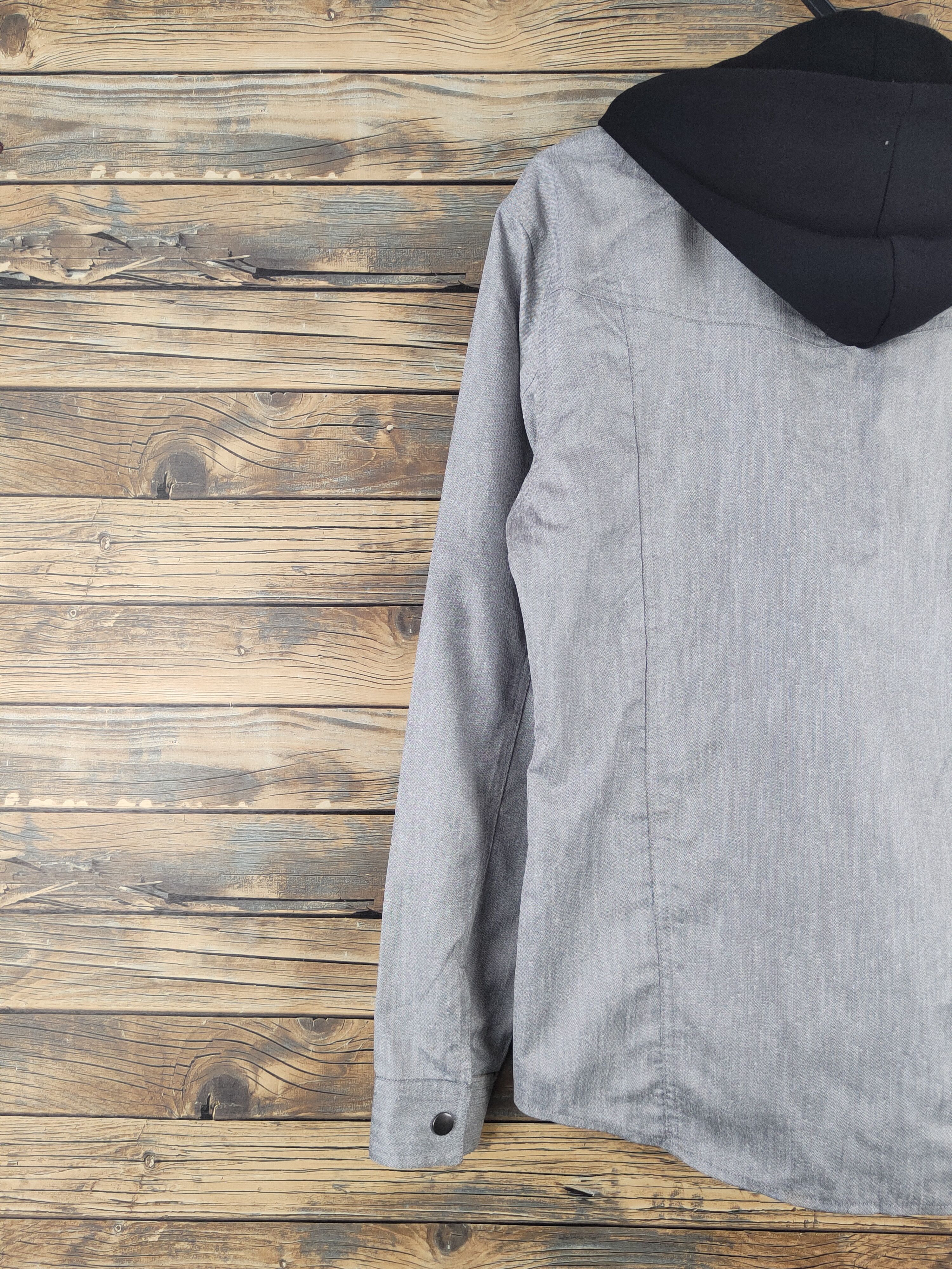 semanticdesign Semantic Design Gray Black Hoodie Button Up Shirts #W2251 Size US L / EU 52-54 / 3 - 8 Thumbnail
