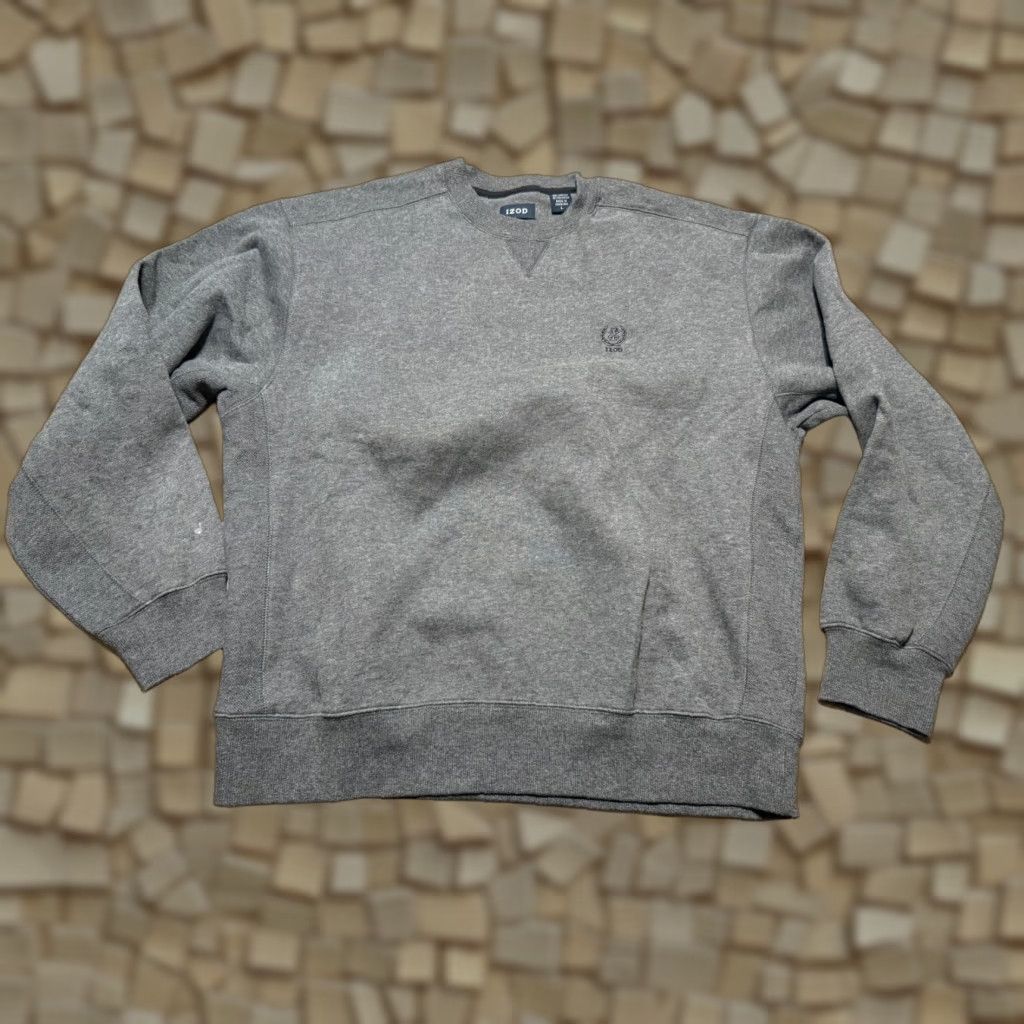 Izod IZOD Sweater Mens Large Gray Pullover Crewneck Long Sleeve Cotton Knit Solid Logo Size US L / EU 52-54 / 3 - 1 Thumbnail