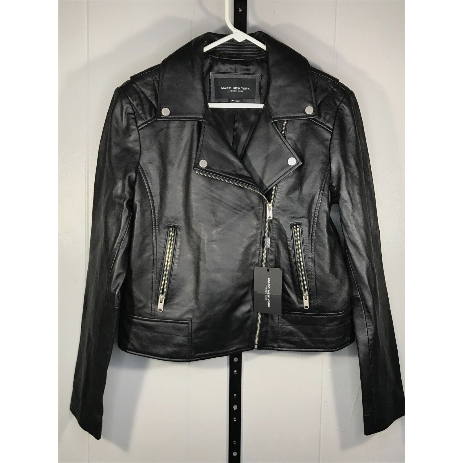 Andrew Marc NWT Marc New York Andrew Marc Black Leather Biker Moto Jacke Size M / US 6-8 / IT 42-44 - 1 Thumbnail