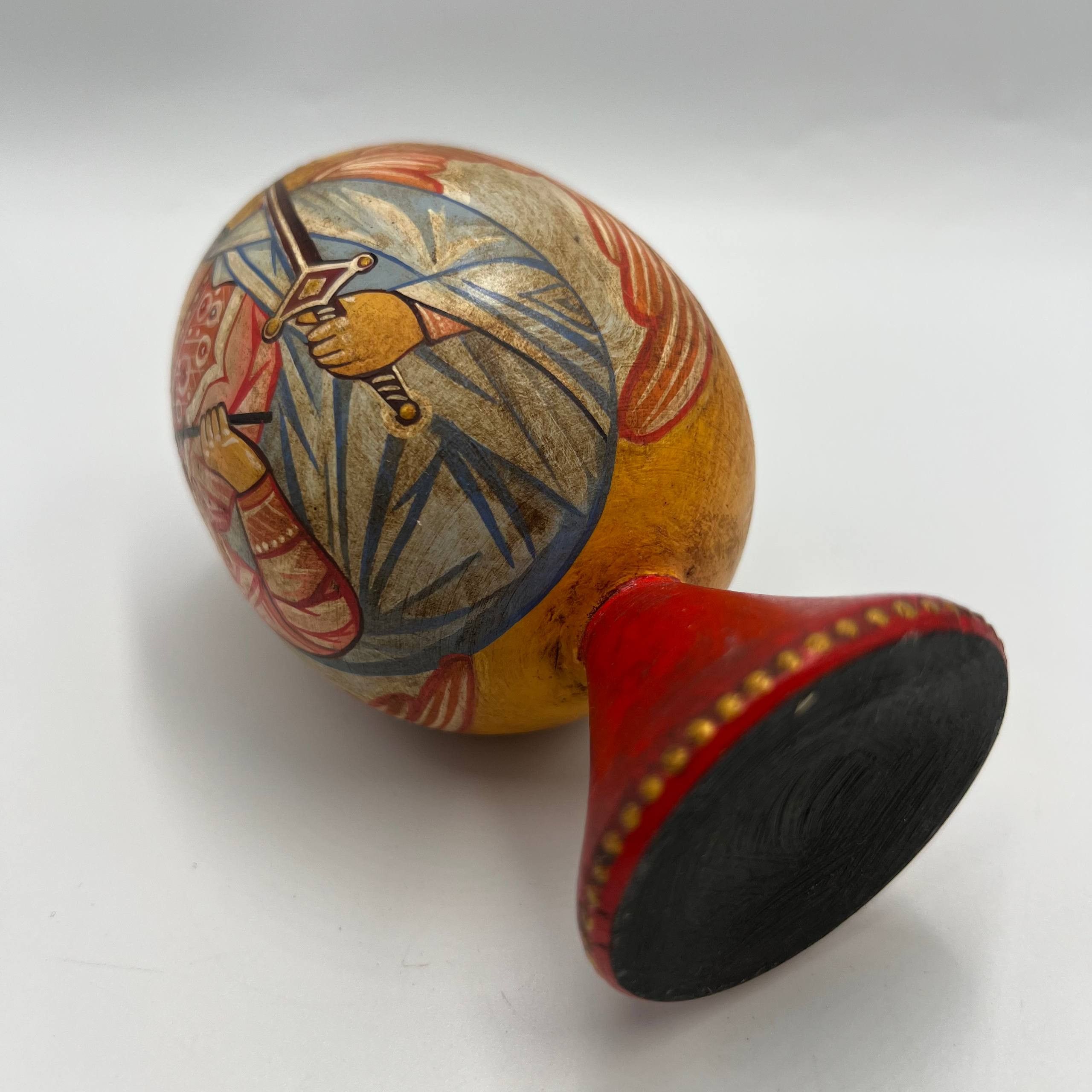 Vintage Antique Wooden Egg Icon Archangel Michael Hand Painted Size ONE SIZE - 4 Thumbnail