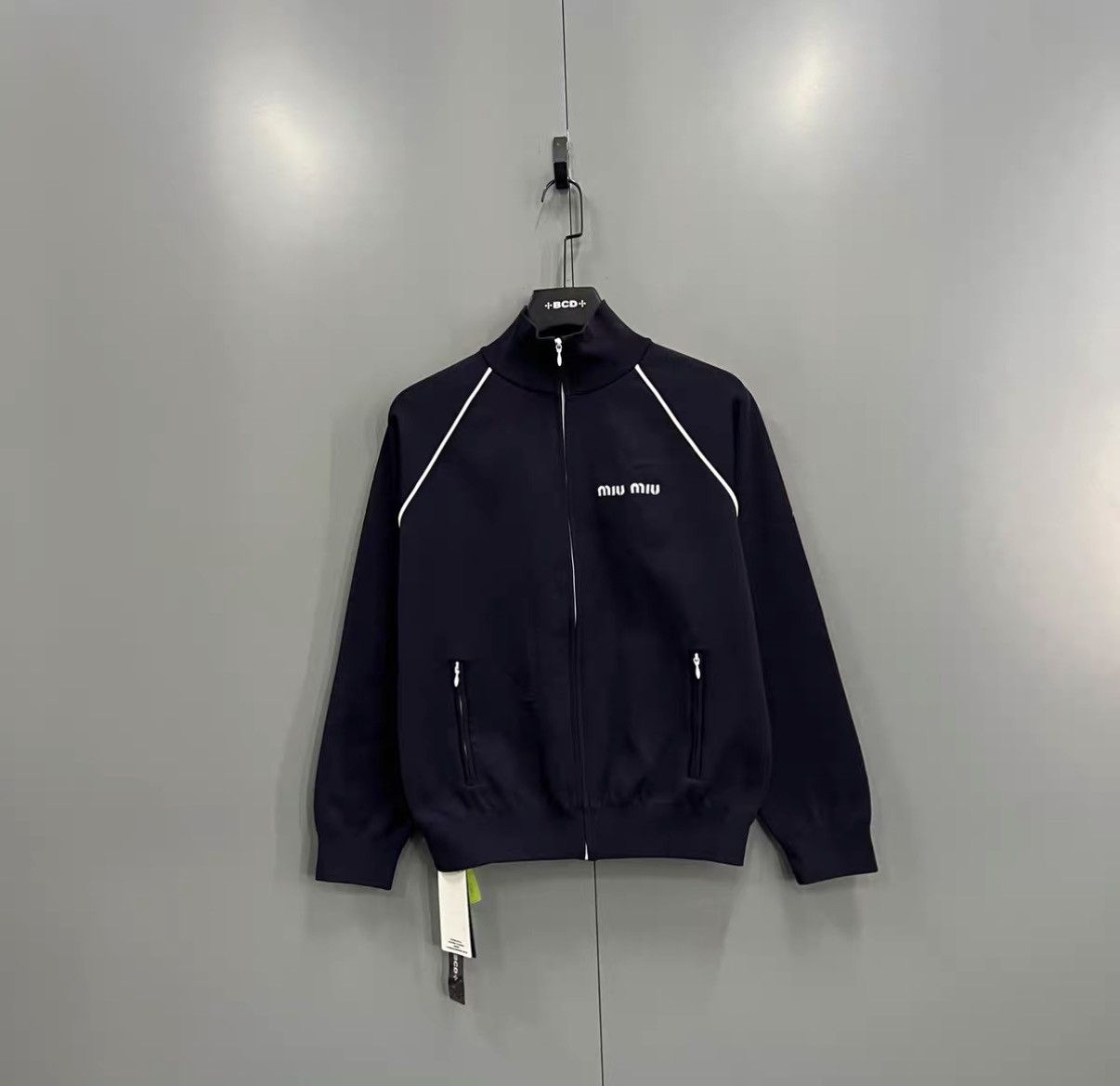 Miu Miu Miu Miu Navy Letter Logo Zip-Up Jacket J41 Size XS / US 0-2 / IT 36-38 - 1 Thumbnail