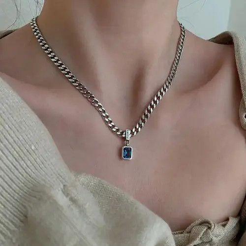 Jewelry Hikaru x Koga Stainless Steel Square Blue Necklace Size ONE SIZE - 6 Thumbnail