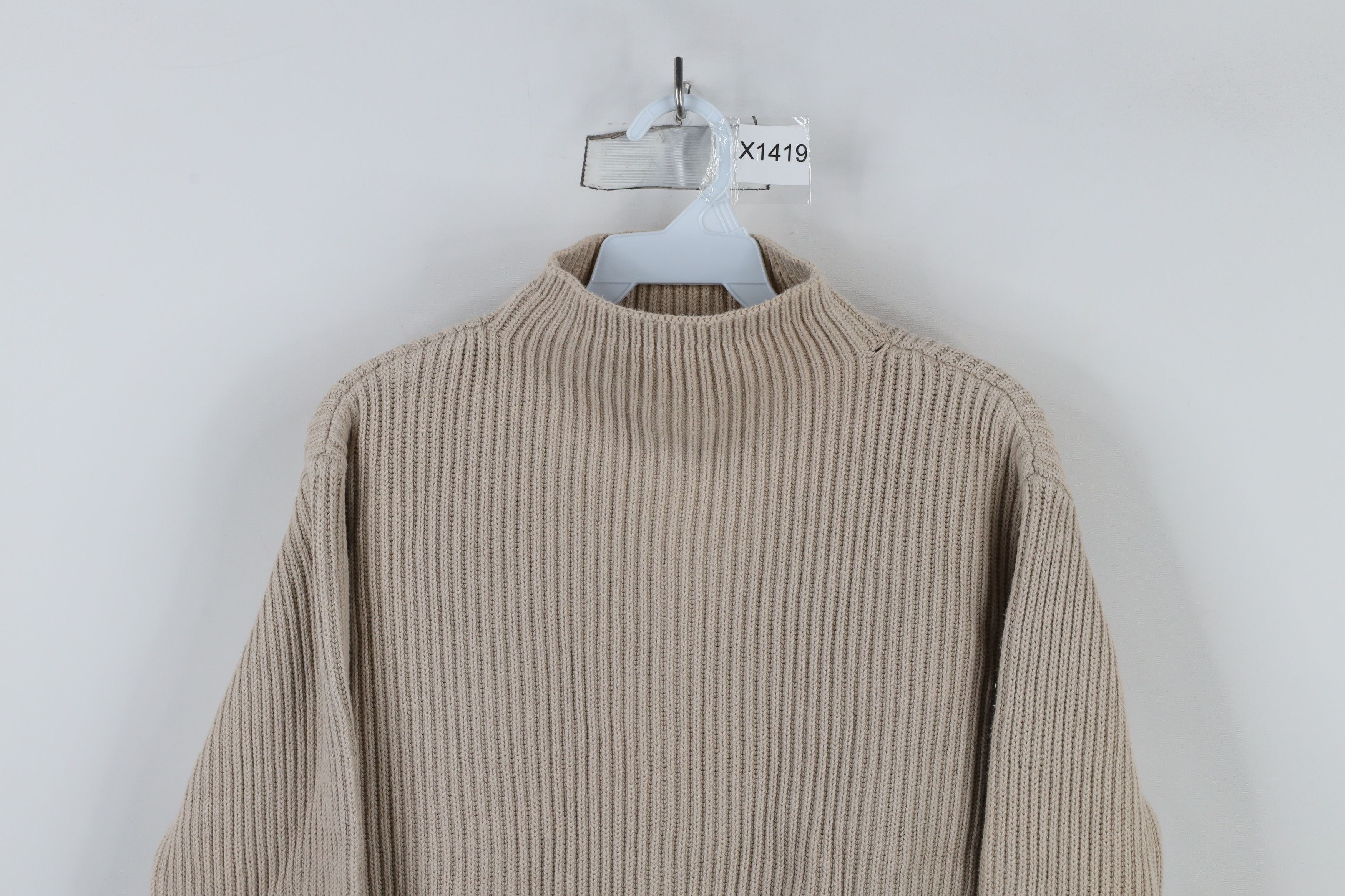 Vintage Vintage 90s Streetwear Cotton Ribbed Knit Mock Neck Sweater Size L / US 10 / IT 46 - 2 Thumbnail