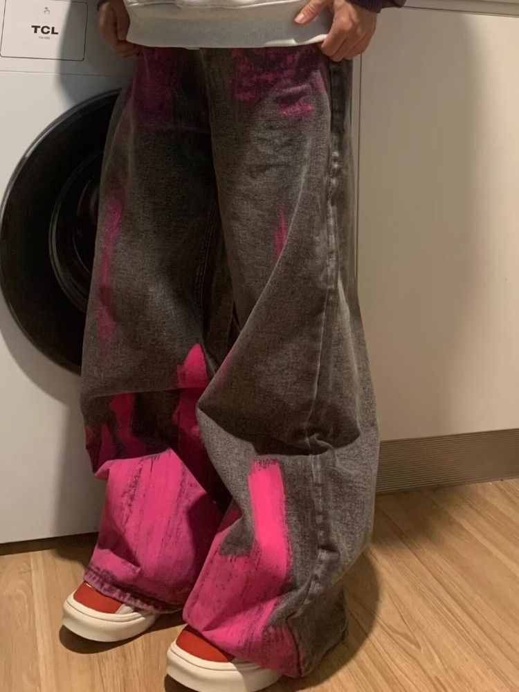 Japanese Brand × Vintage Women's Baggy Pink Jeans Size 31" - 4 Thumbnail