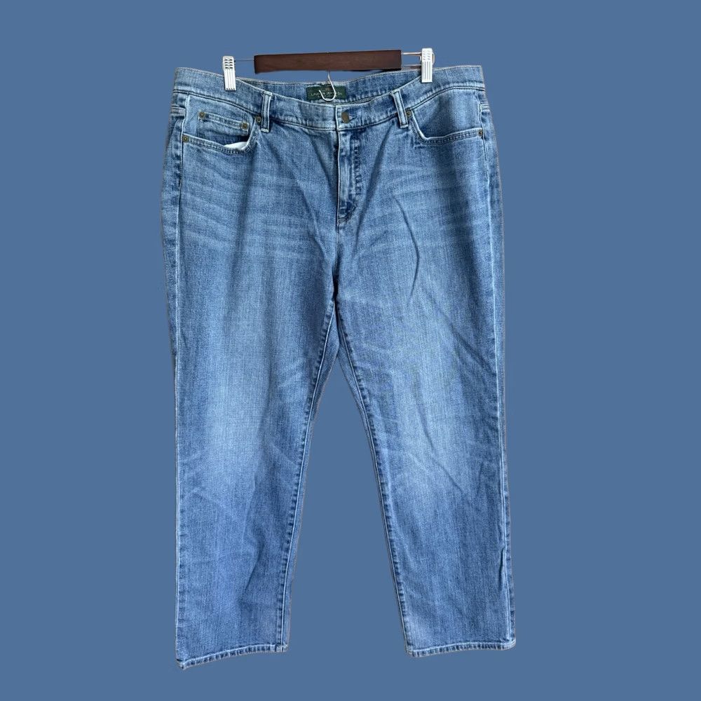 Ralph Lauren Lauren Ralph Lauren Womens 18W Blue Denim Jeans Classic Straight Leg Casual 90s Preppy Size 40" / US 18 - 1 Thumbnail