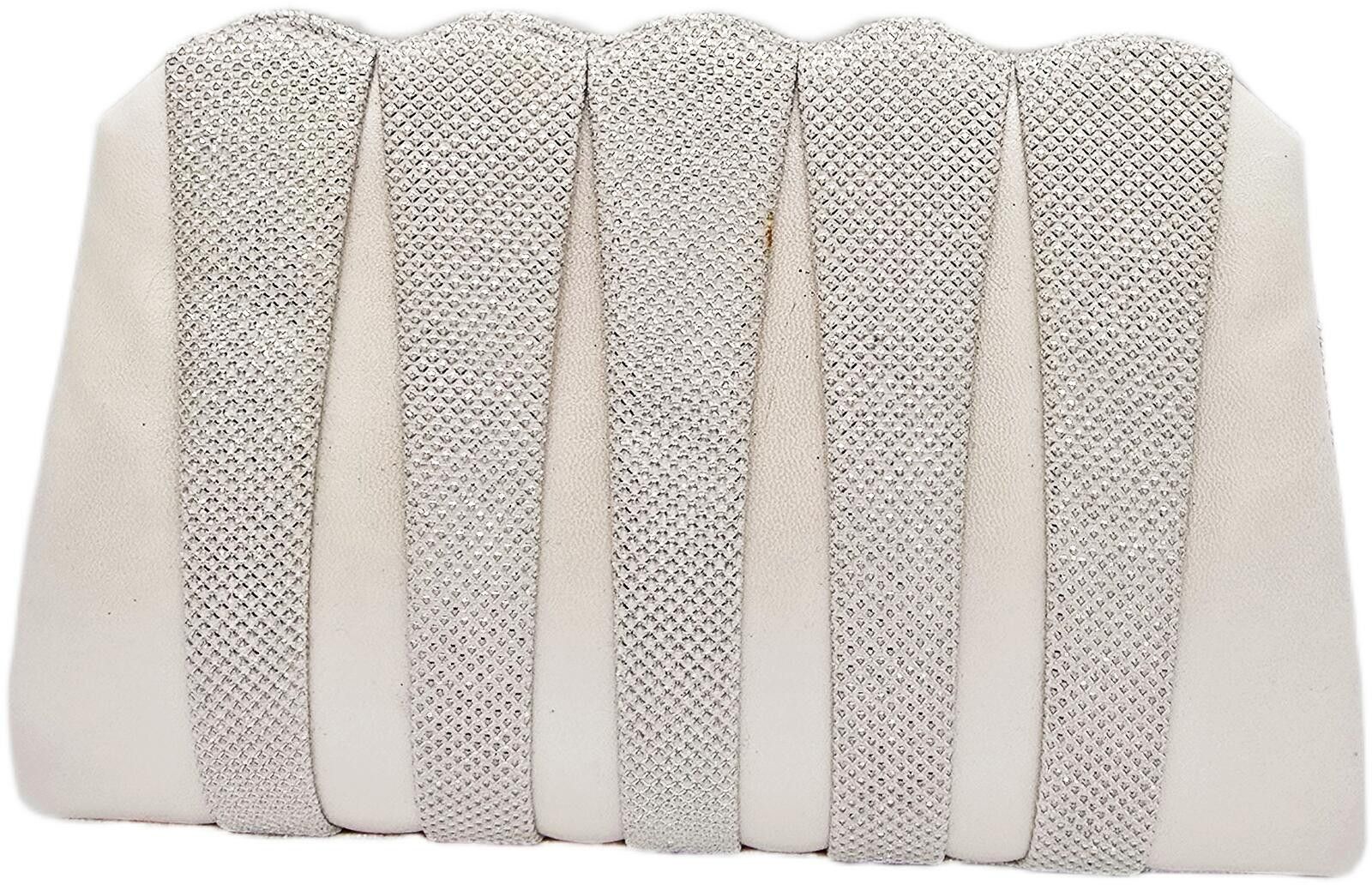 Unknown London Elegant White and Silver Evening Clutch Bag with Chain Strap Size ONE SIZE - 4 Thumbnail