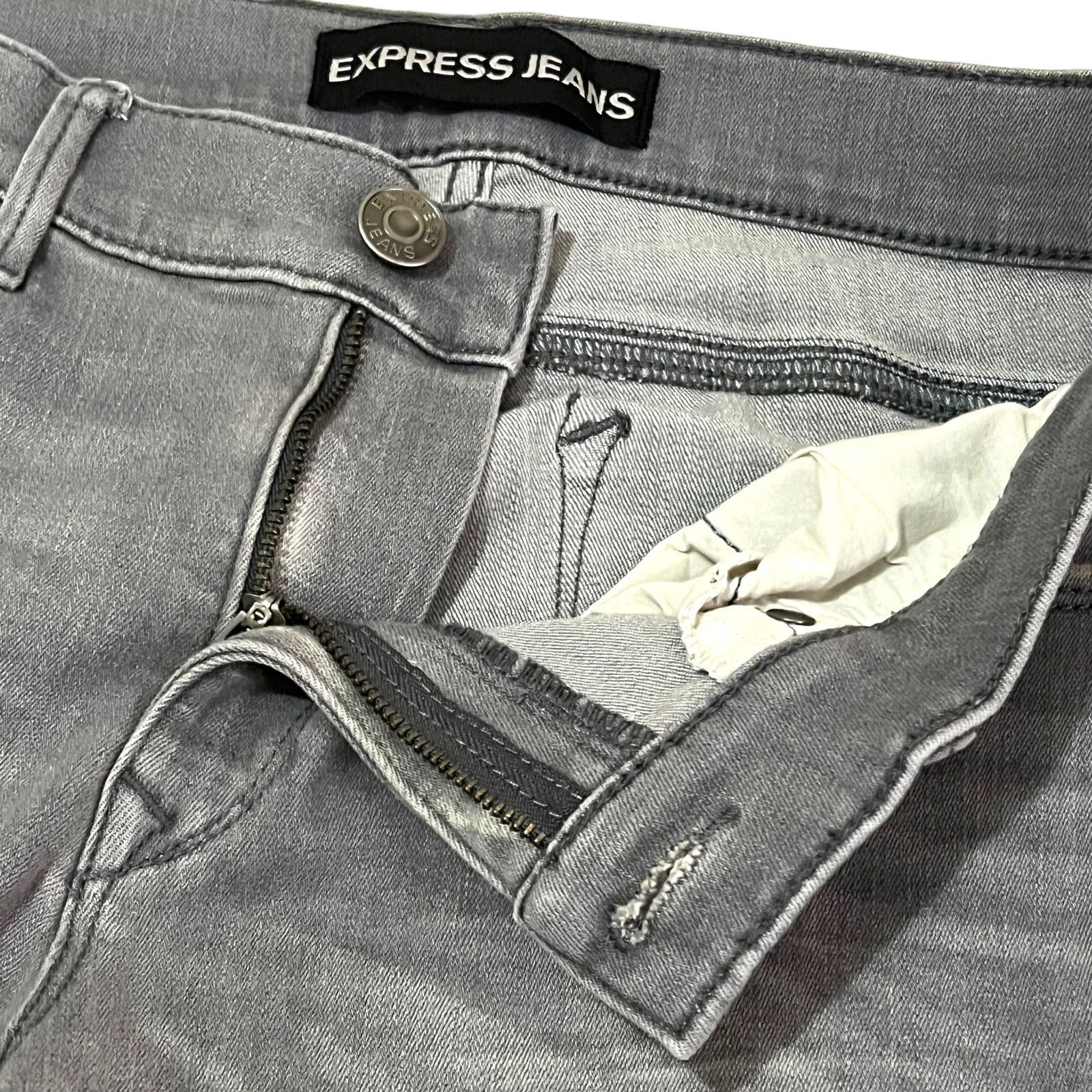 Express Light Gray Mid Rise Legging Jegging Stretch Jeans Size 34" / US 12 / IT 48 - 8 Thumbnail