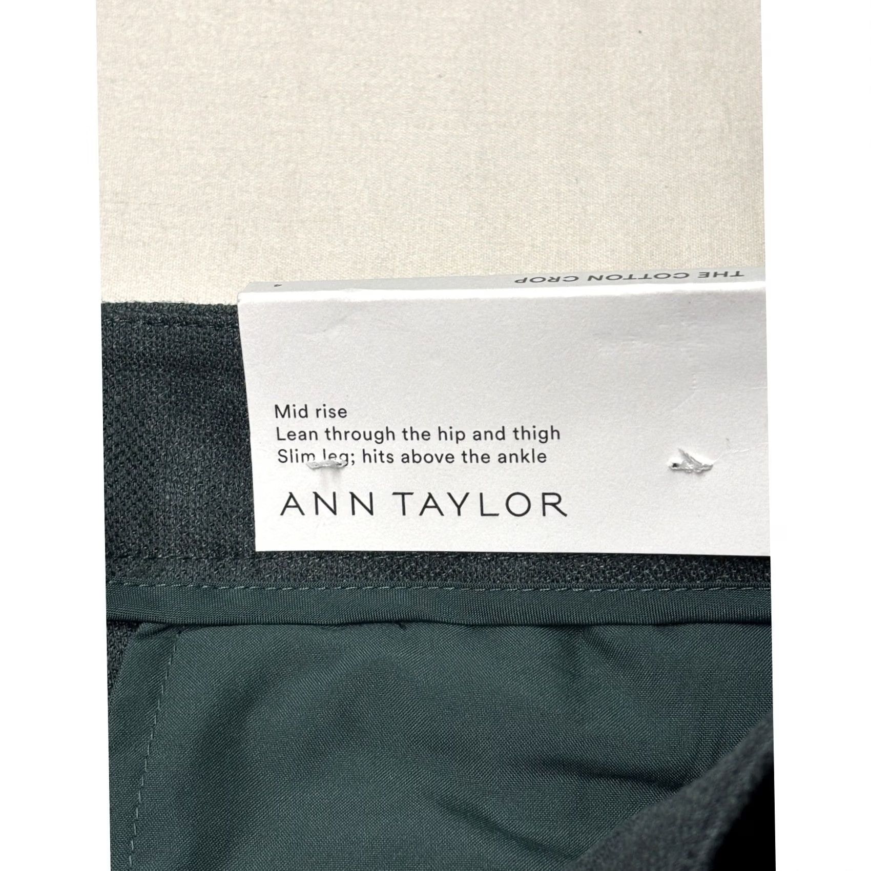 Ann Taylor NWT Ann Taylor The Cotton Crop Pants Green Linen Blend Mid Rise Womens 4 W32 L26 Size 27" / US 4 / IT 40 - 5 Thumbnail