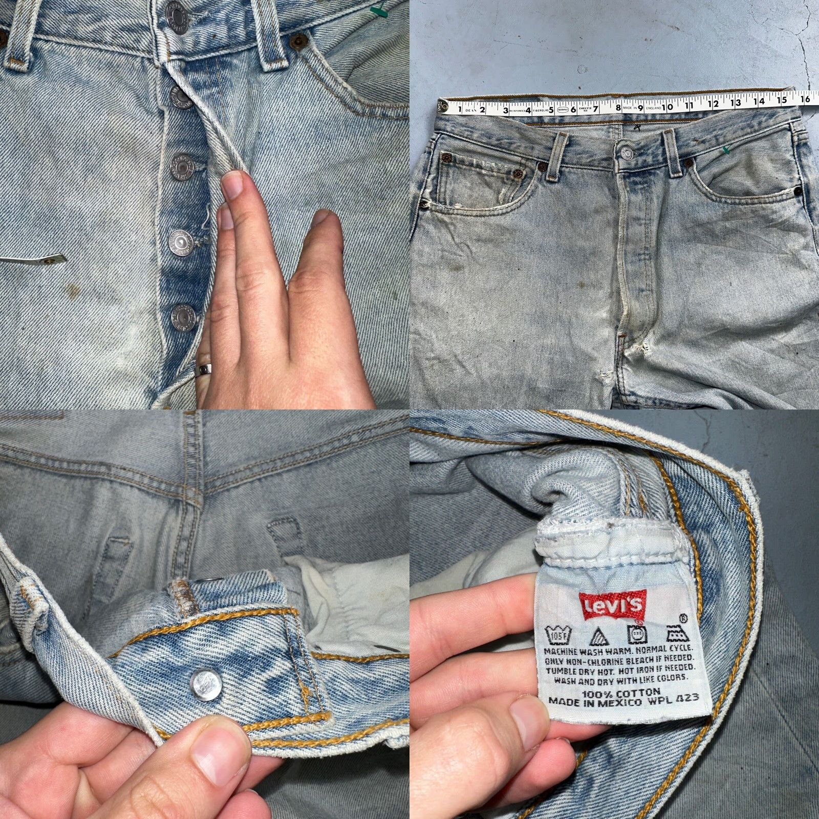 Levi's VINTAGE Levi's 501 Jeans Men Medium Straight Leg 90s Light Wash Blue 33x34 Size US 33 - 8 Thumbnail