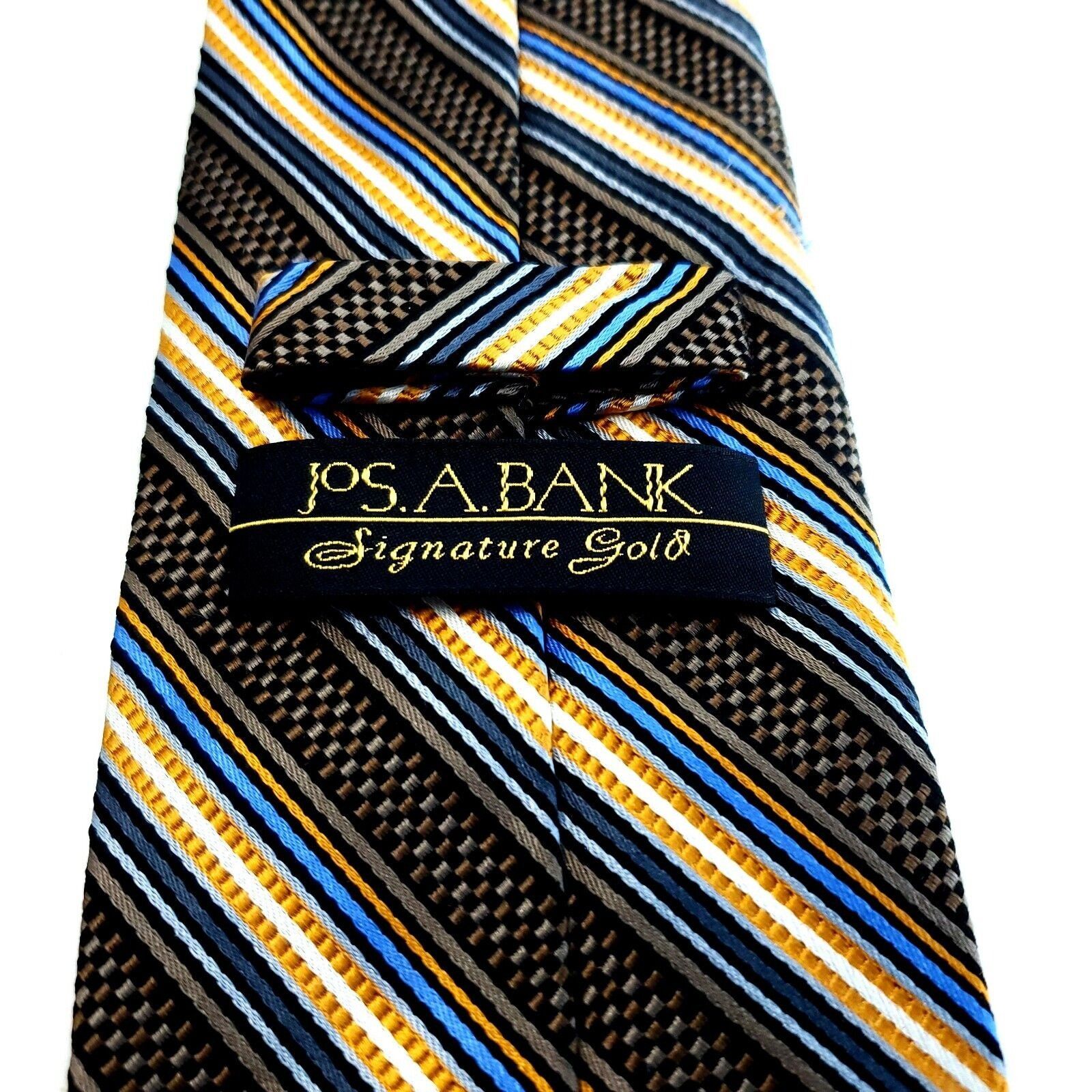 Jos. A. Bank Jos A Bank Signature Gold Striped Brown Orange Blue Woven Si Size ONE SIZE - 3 Thumbnail