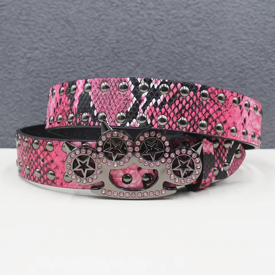 Japanese Brand Cat paw buckle Snake Skin Print Pu Leather Belt 105 cm Size ONE SIZE - 1 Thumbnail