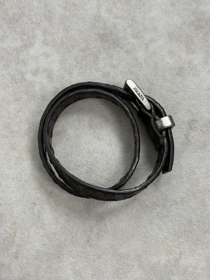 Prada 2000s Prada Double Wrap Dark Leather Bracelet Size ONE SIZE - 4 Thumbnail