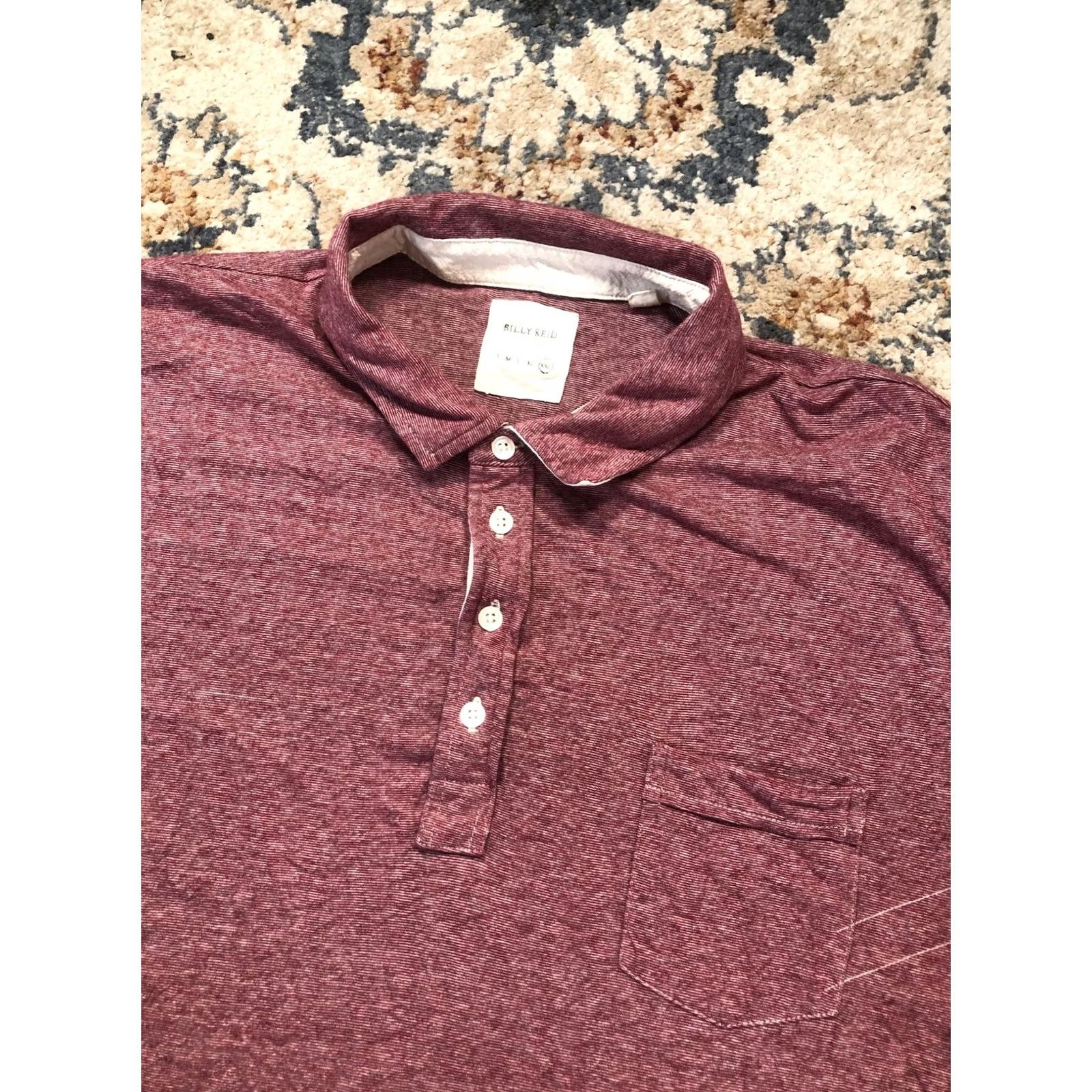 Billy Reid Billy Reid Polo Shirt Mens 2XL Red Stripe Jersey Pocket Short Sleeve Casual Size US XXL / EU 58 / 5 - 6 Thumbnail