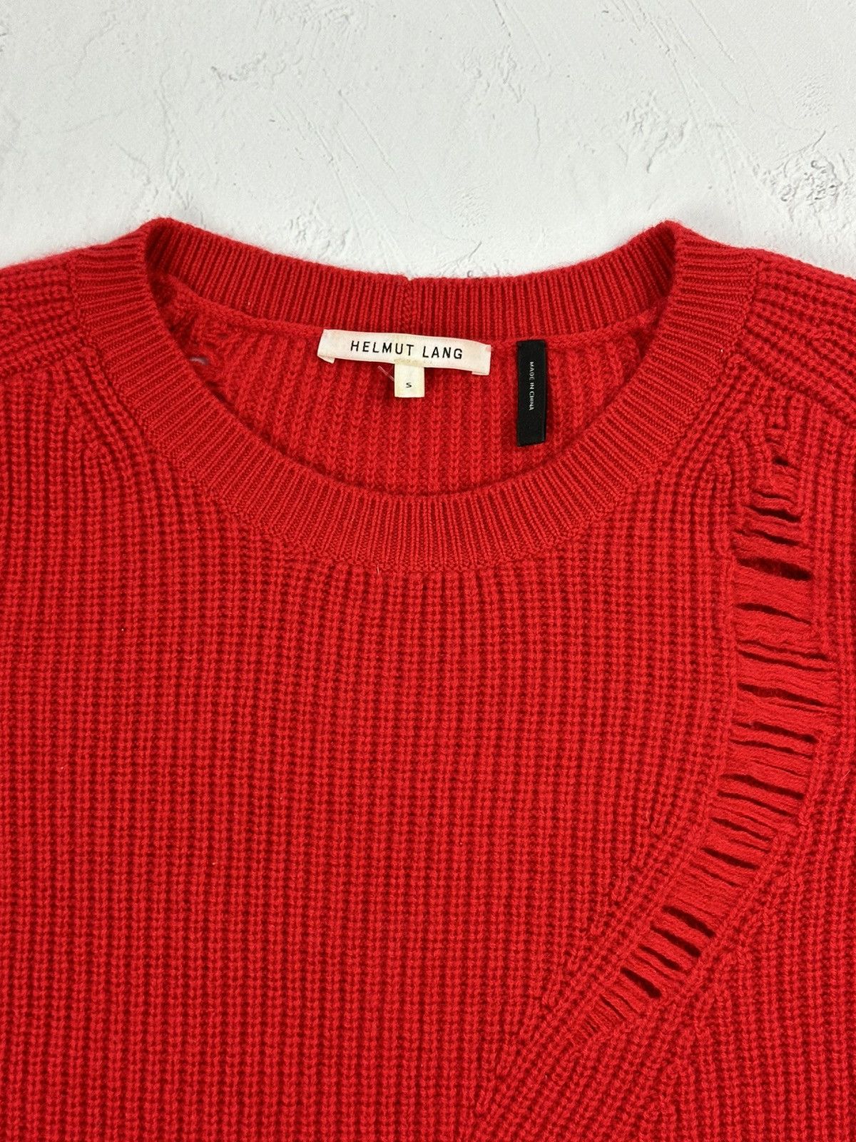 Helmut Lang × Vintage Helmut Lang Distressed Knit Red Sweater Size US M / EU 48-50 / 2 - 5 Thumbnail