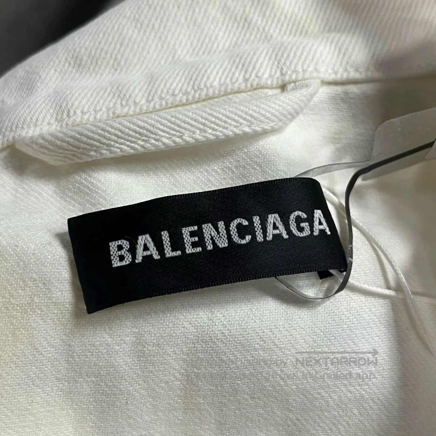 Balenciaga Balenciaga White Embroidered Logo Denim Jacket. Size US M / EU 48-50 / 2 - 7 Thumbnail