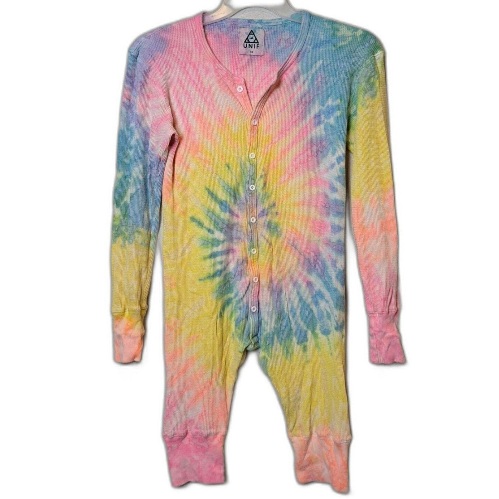 UNIF UNIF Bongjohns Romper Jumpsuit Tie Dye Thermal Rare Sz XS Size 35" - 2 Thumbnail