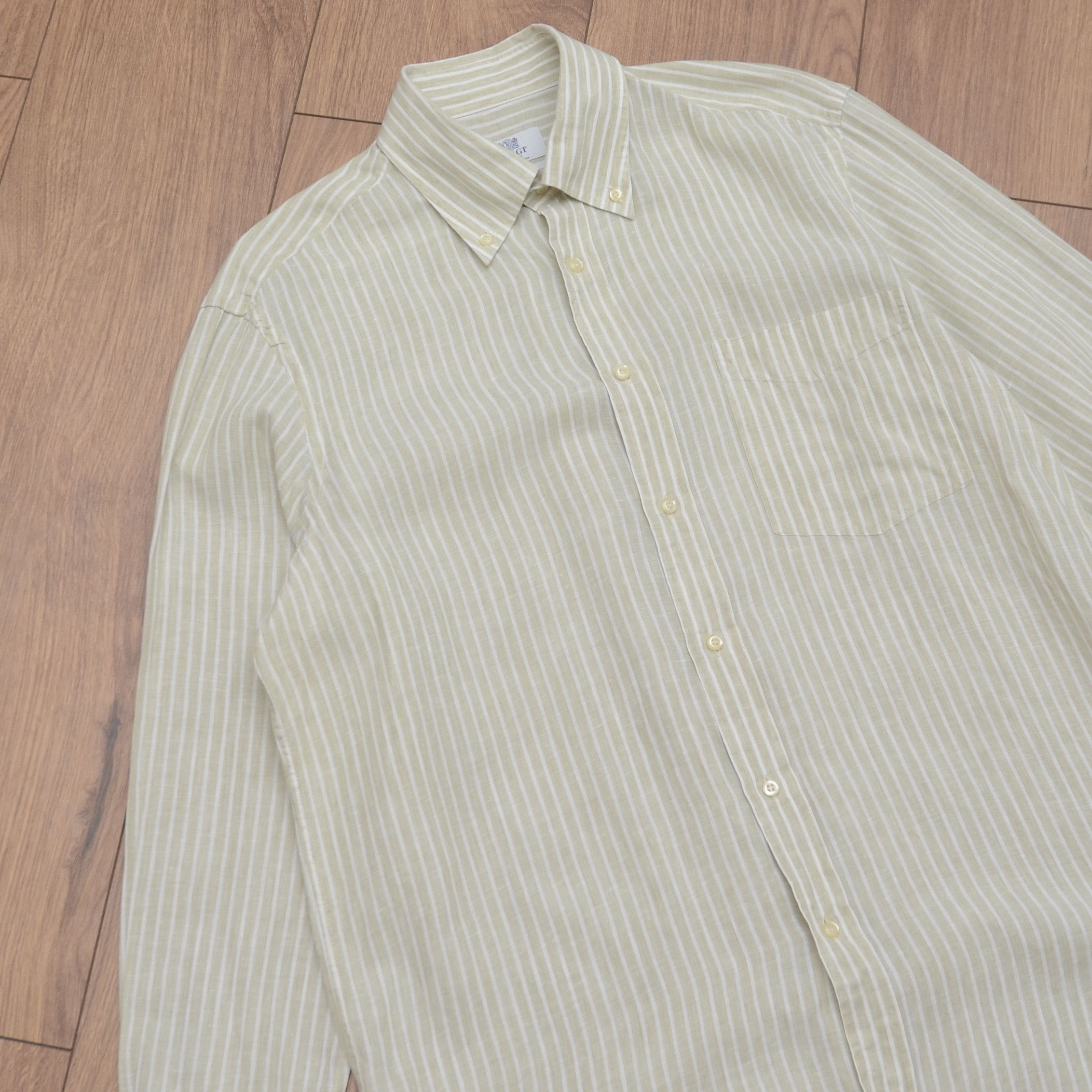 Boggi Boggi Milano 100% Pure Linen Shirt Striped Size US L / EU 52-54 / 3 - 5 Thumbnail