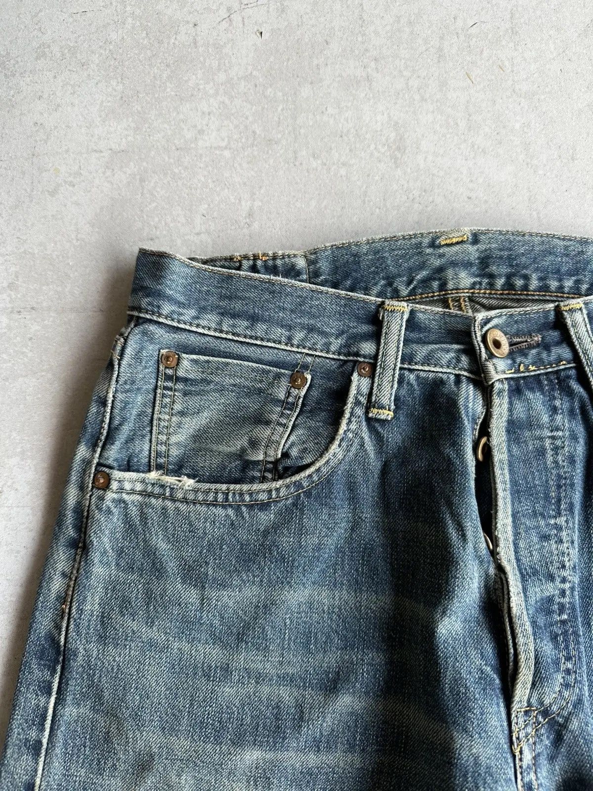Self Edge 90’s REDLINE Vintage EDWIN 505 Jeans Leather Pai Denim Pants Size US 30 / EU 46 - 4 Thumbnail