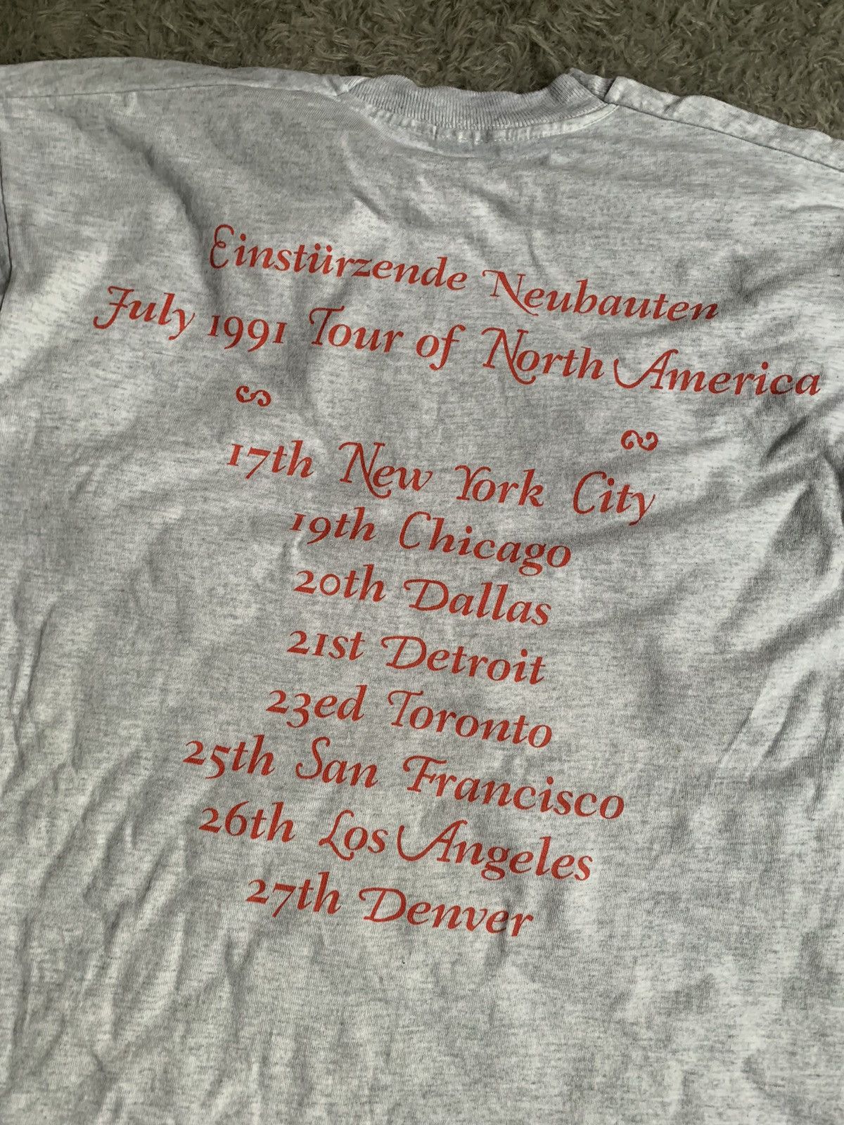 Band Tees × Vintage Vintage 90s Einsturzende Neubauten Tour 1991 Tee Size US L / EU 52-54 / 3 - 7 Thumbnail