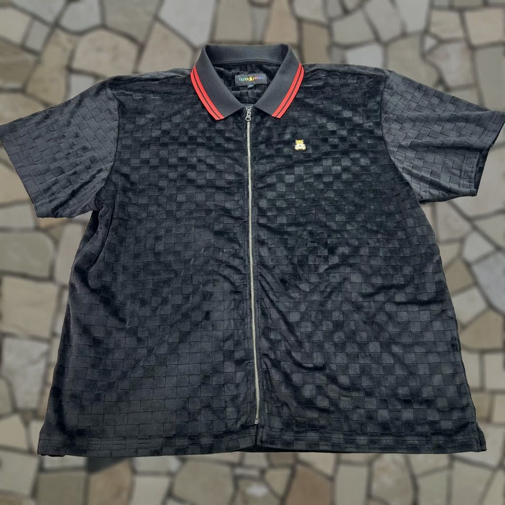 Teddy Fresh Teddy Fresh Polo Shirt Mens 3XL Black Check Full Zip Bear Logo Streetwear Shirt Size US XXL / EU 58 / 5 - 1 Thumbnail