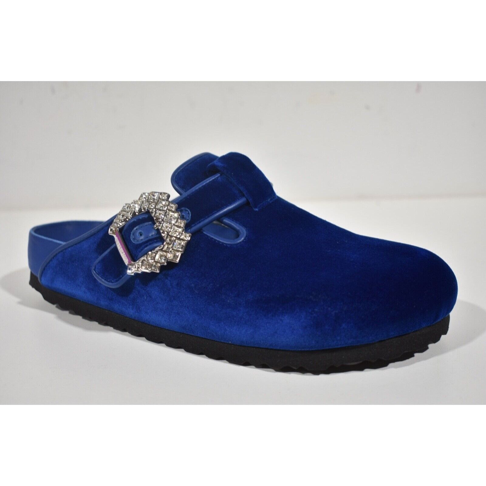 Manolo Blahnik Birkenstock Boston Crystal Buckle Velvet Backless Mule 36 Size US 6 / IT 36 - 3 Thumbnail