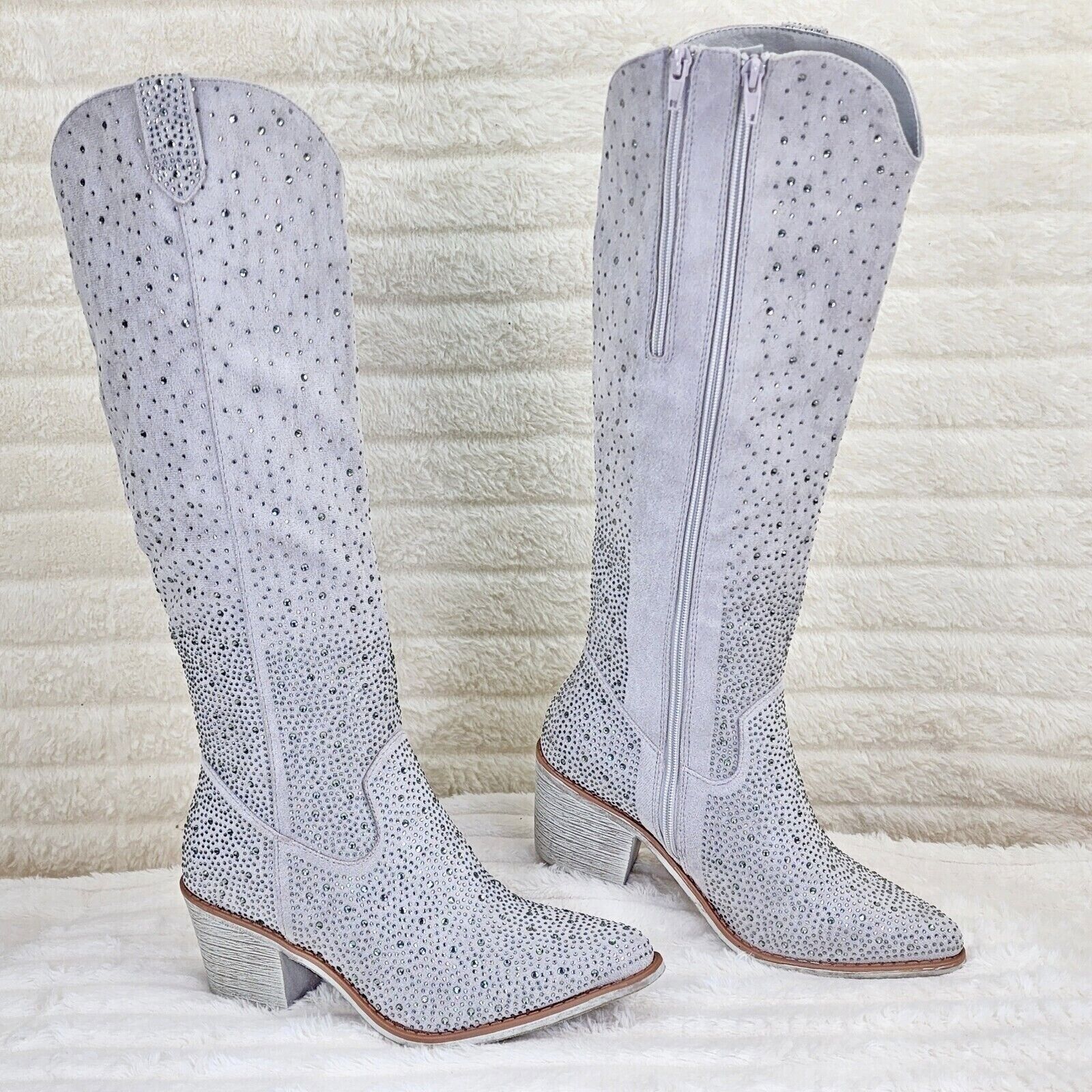 Other Wild Ones Glamour Cowboy Rhinestone Cowgirl Boots Tuck Zippe Size US 11 / IT 41 - 5 Thumbnail