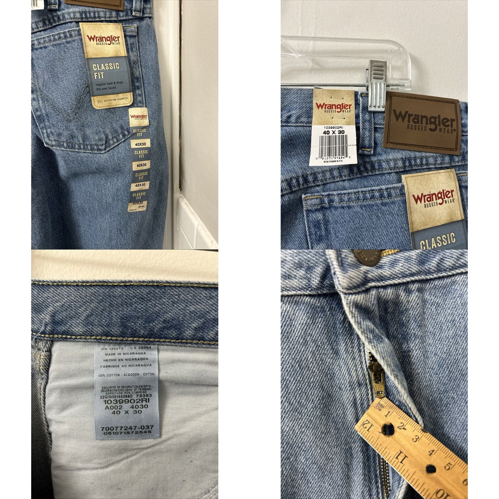 Wrangler VINTAGE Wrangler Jeans Mens 40x30 Light Blue Wash NWT Classic Fit Denim 5-Pocket Zipper Button Men Blue Wrangler Rugged Wear Jeans NWT Size US 40 / EU 56 - 8 Thumbnail